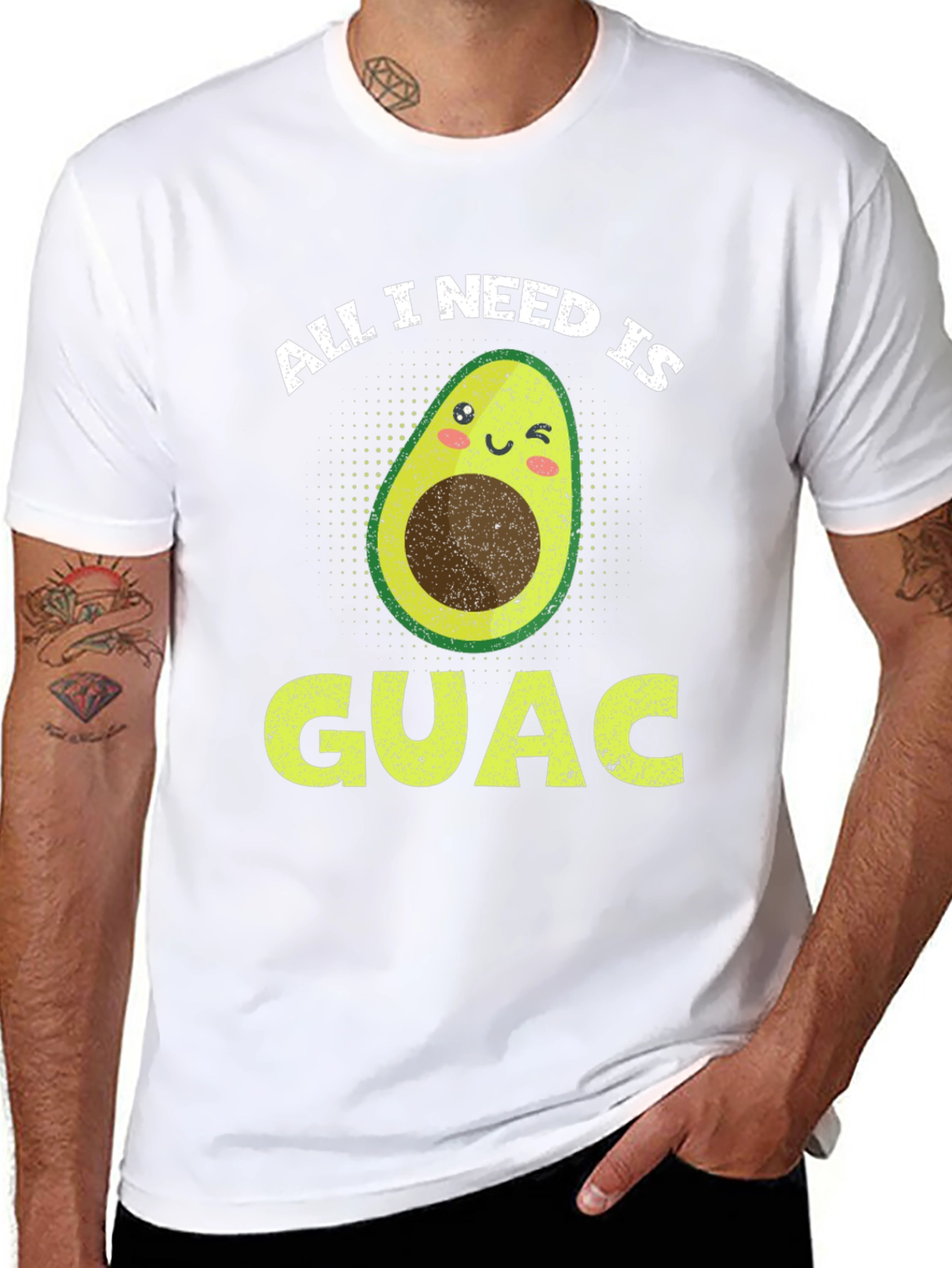 Black All I Need is Guac Funny Avocado Graphic T-Shirt view 8