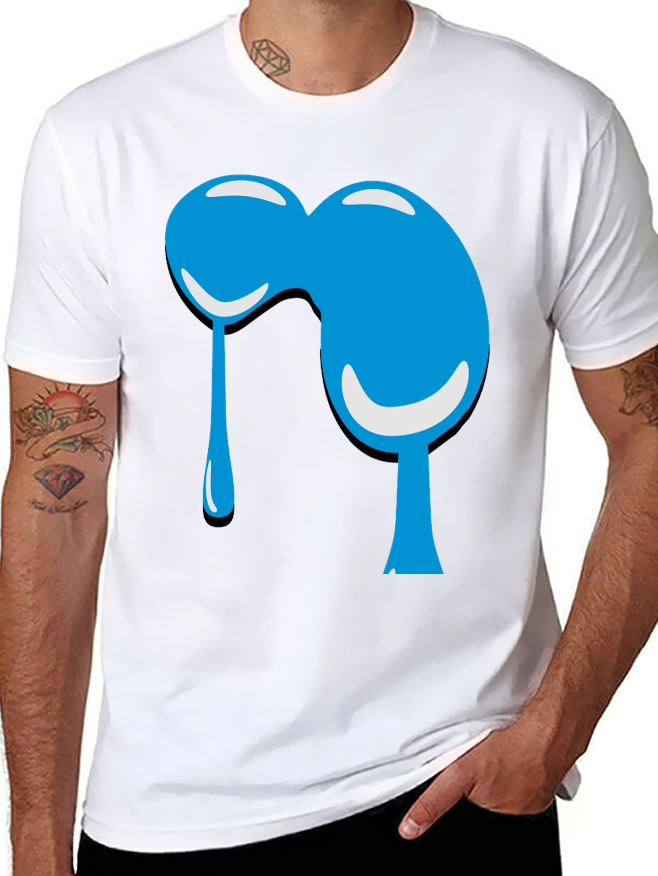 Black Blue Blob Graphic Black T-Shirt view 8