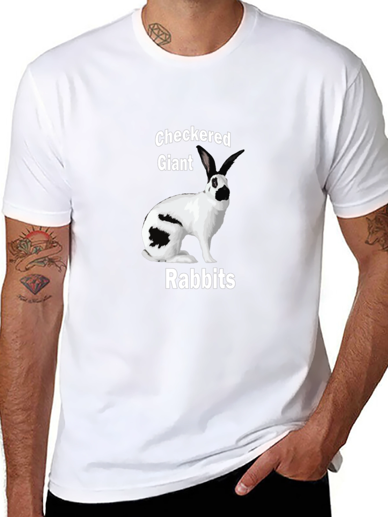 Black Checkered Giant Rabbit T-Shirt view 8