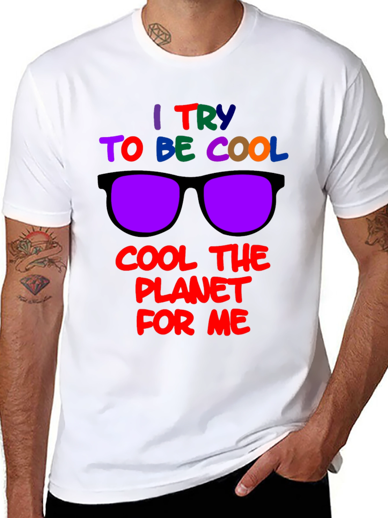 Black Cool Planet T-Shirt: I Try to Be Cool Design view 8