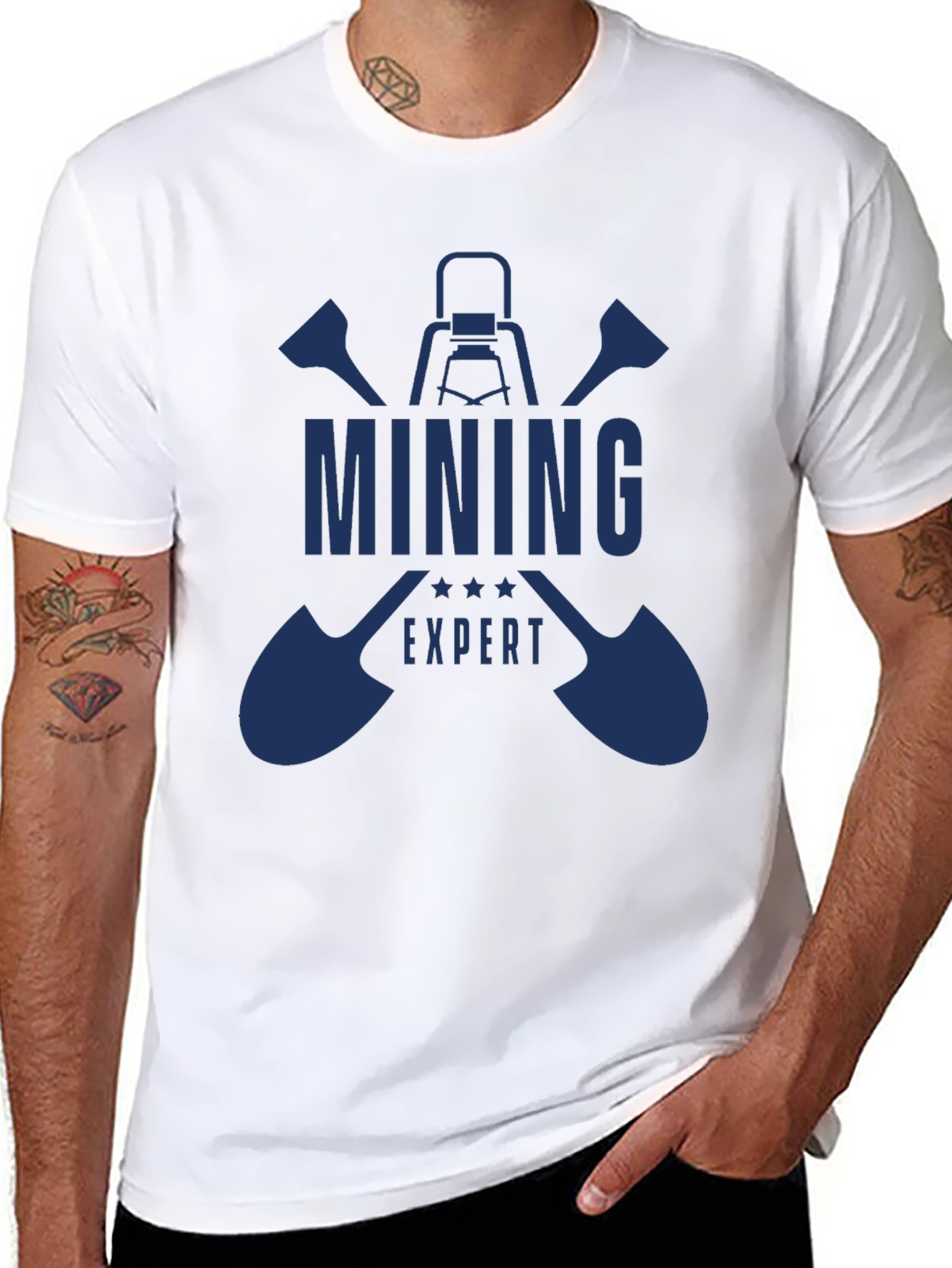 Black Mining Expert Graphic Tee - Black Cotton T-Shirt view 8