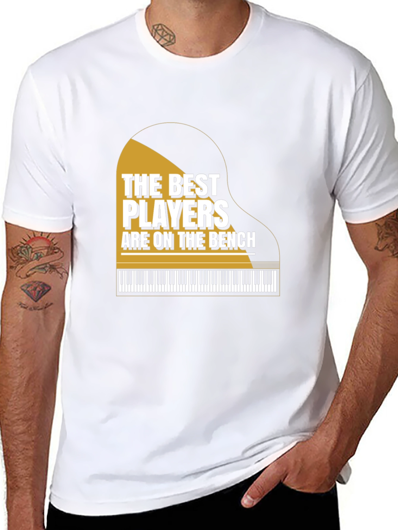 Black Piano Player T-Shirt - "The Best Players Are On The Bench" view 8