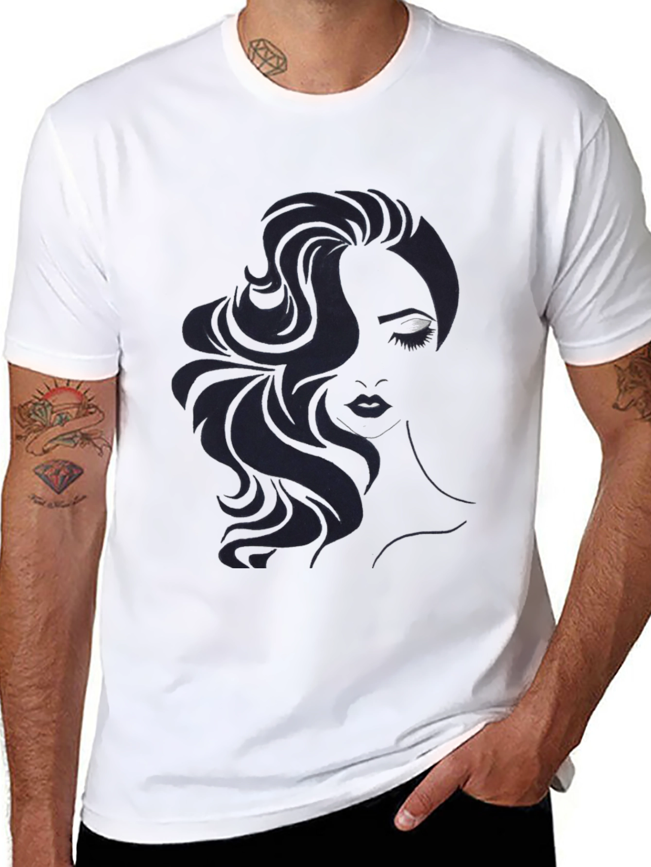 Black Woman's Portrait Graphic Black T-Shirt view 8