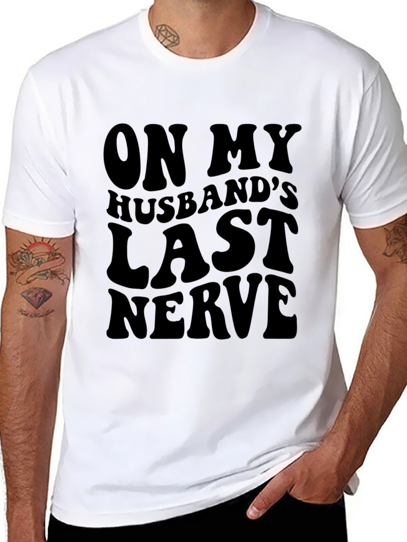 Black On My Husband's Last Nerve T-Shirt - Funny Sarcastic Tee view 8