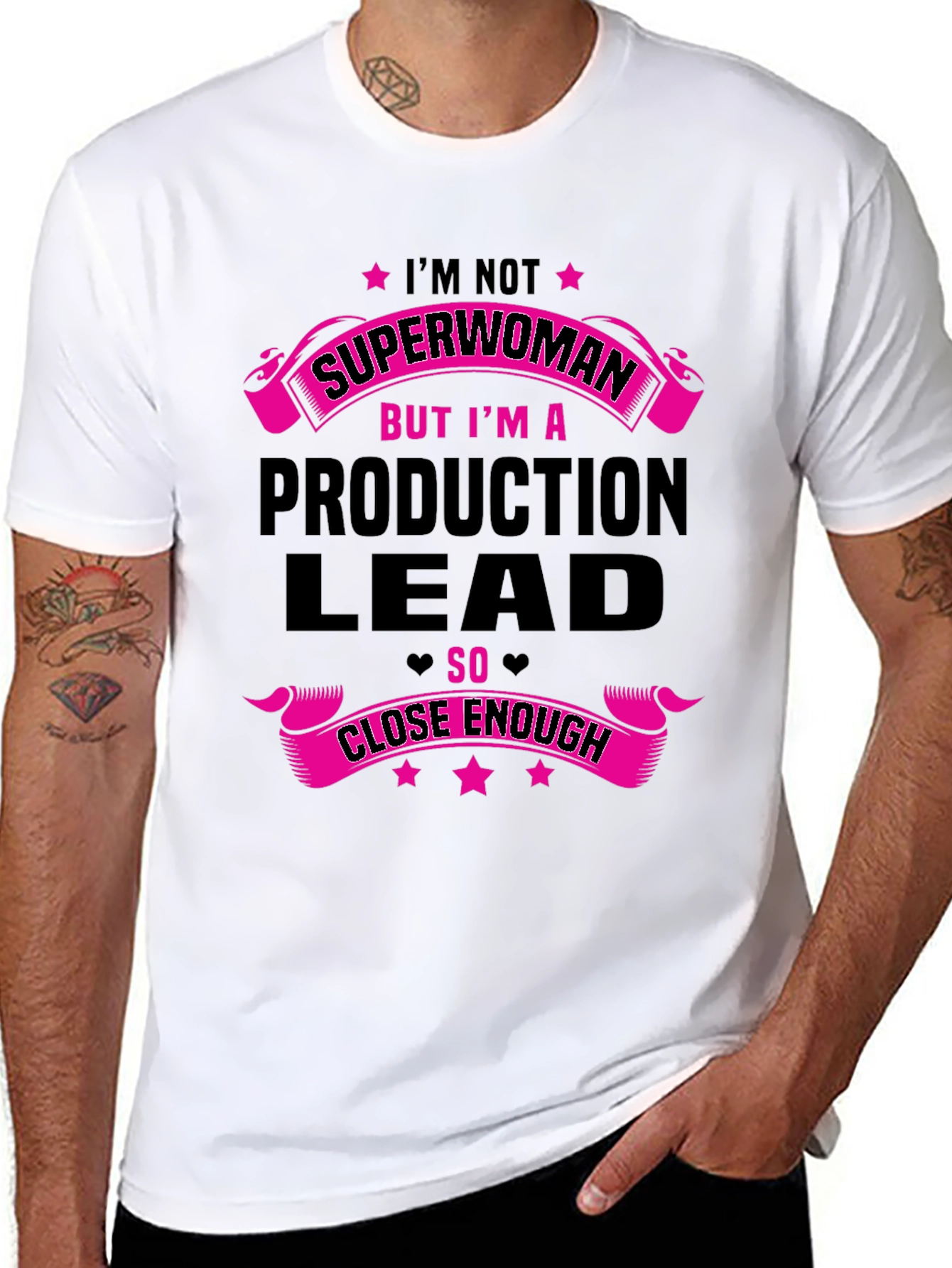 Black Production Lead Superwoman Funny T-Shirt view 8