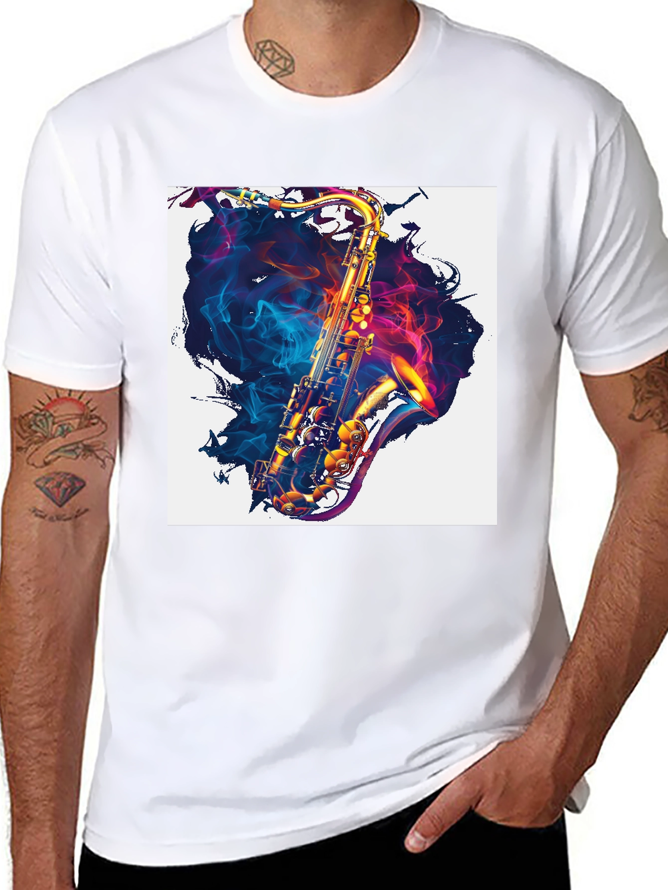 Black Saxophone Graphic Print Tee view 8