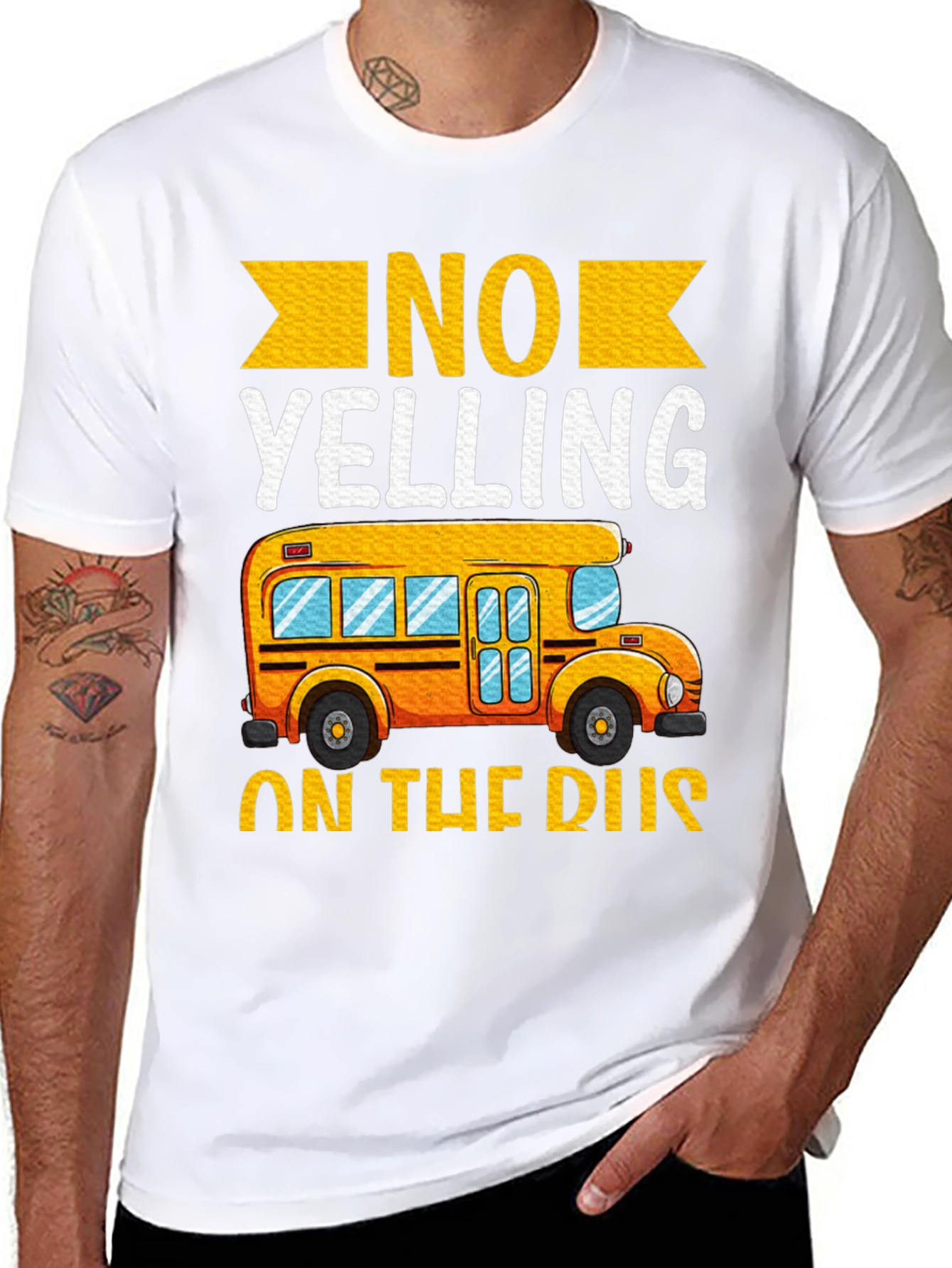 Black No Yelling on the Bus T-Shirt view 8