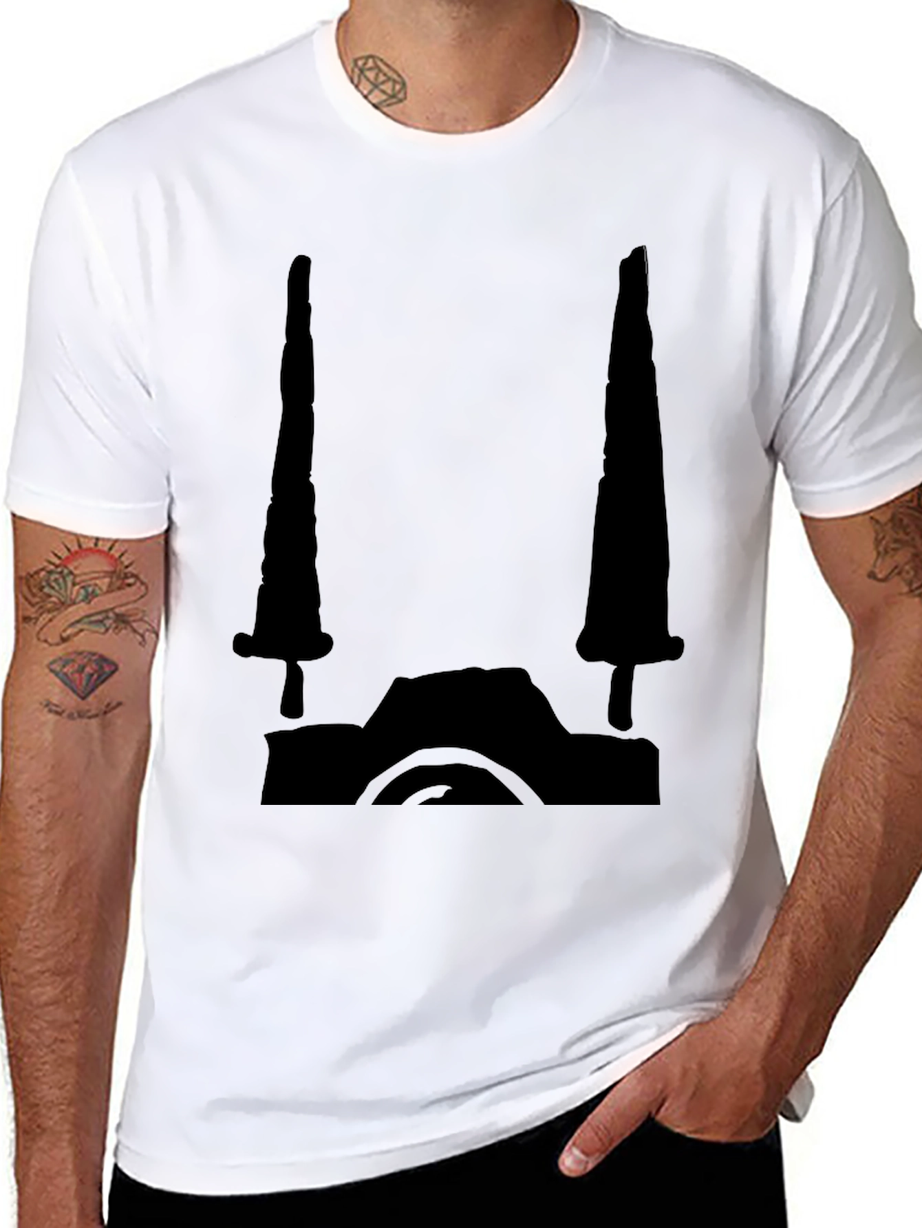 Black Black Graphic Tee - Camera Design view 8