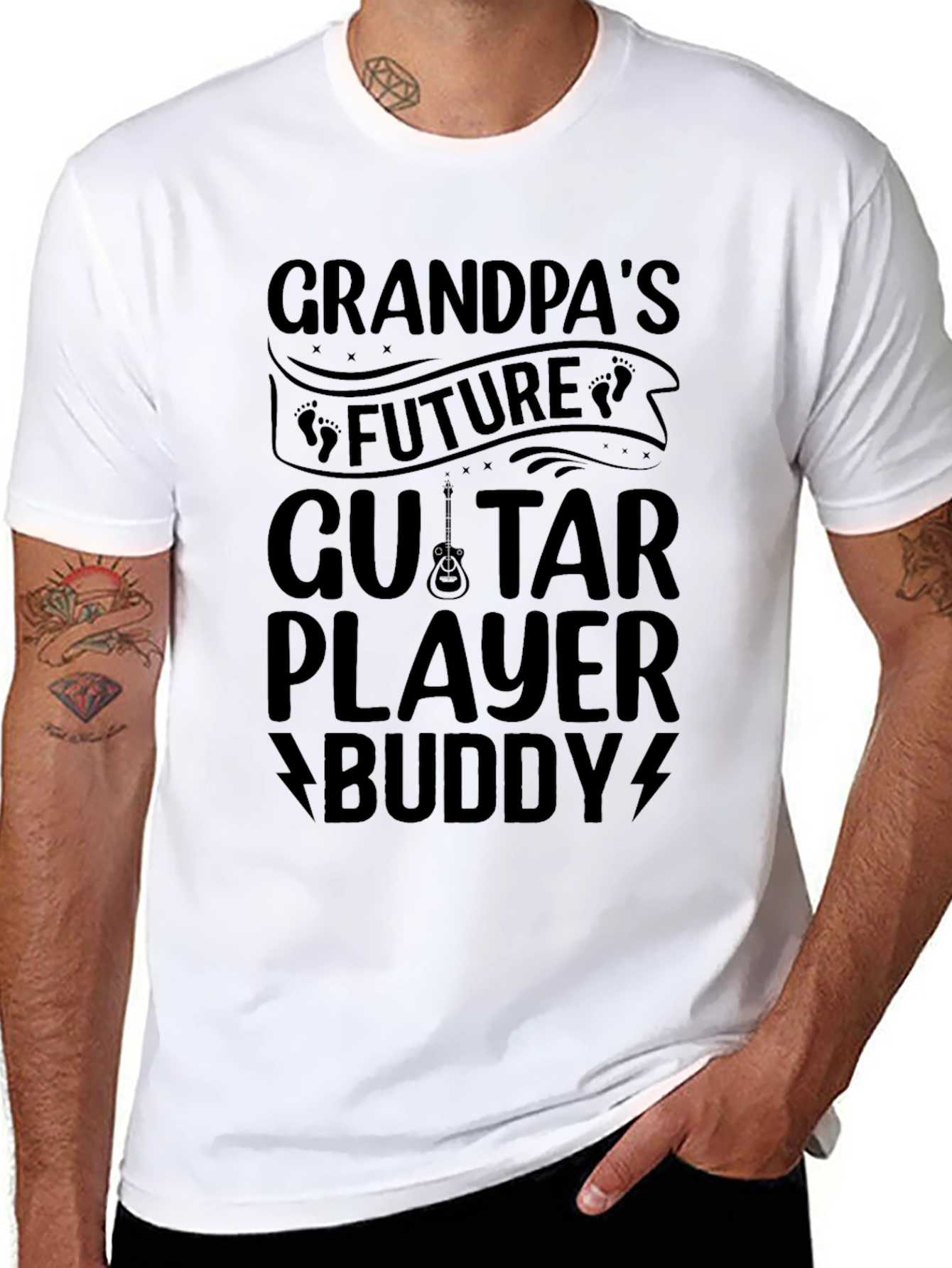Black Grandpa's Future Guitar Player Buddy T-Shirt view 8
