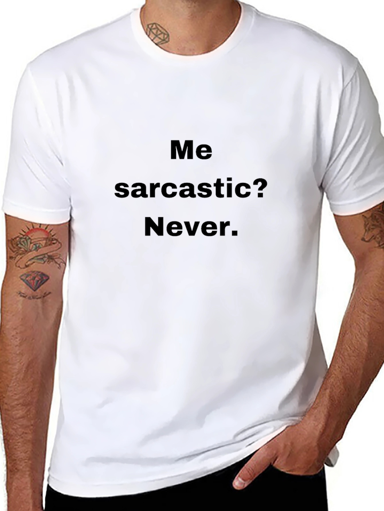 Black Sarcastic Humor Black T-Shirt - Never Sarcastic! view 8