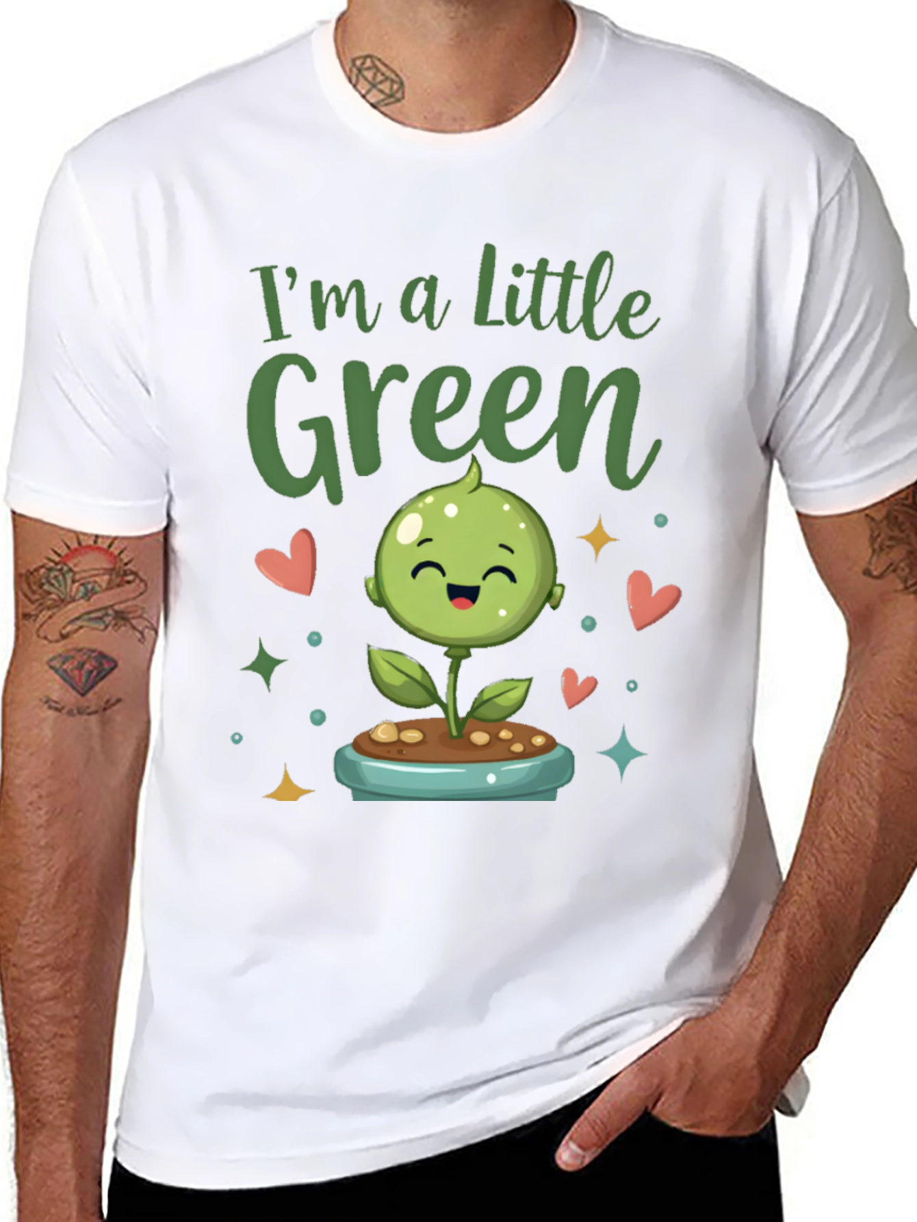 Black I'm A Little Green Cute Plant Shirt view 8