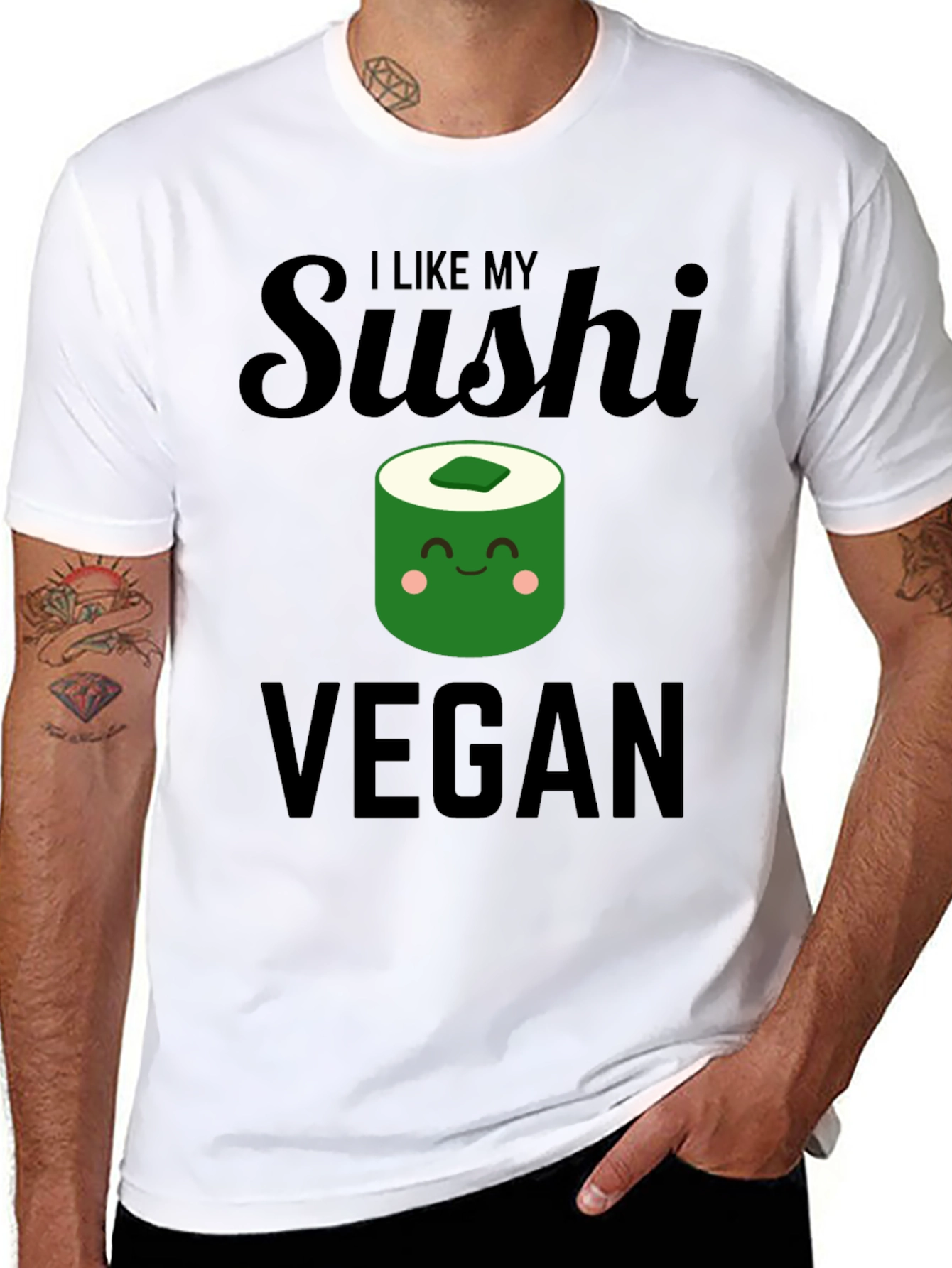 Black Vegan Sushi Graphic T-Shirt - Unisex Casual Tee view 8