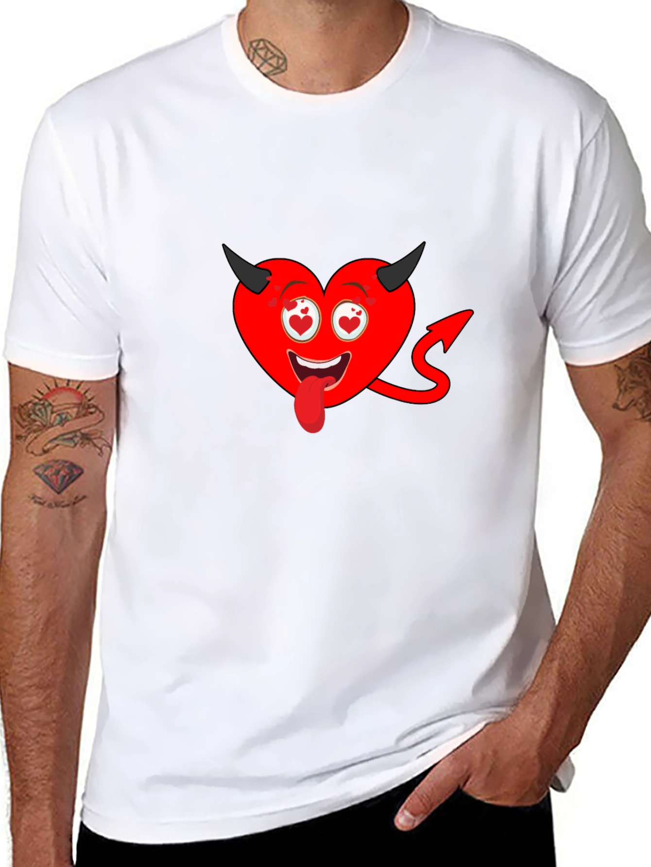 Black Devil Heart Graphic Tee - Men's Black T-Shirt view 8