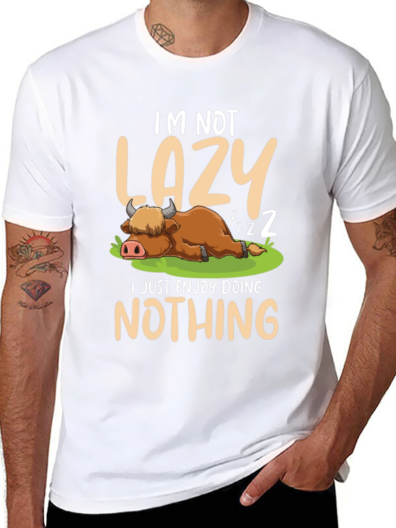 Black Lazy Cow T-Shirt - Enjoy Doing Nothing view 8