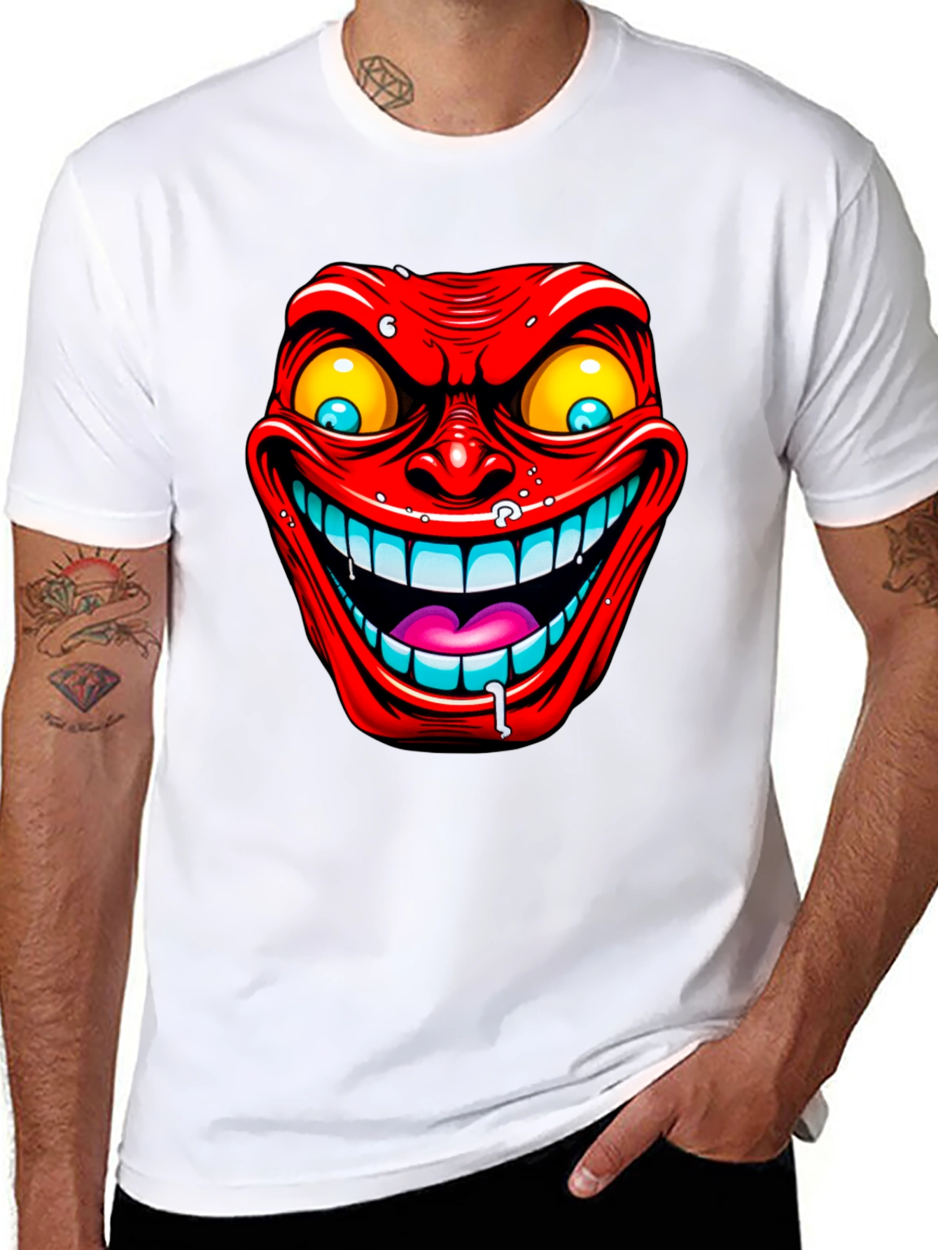 Black Evil Grin Graphic Tee - Men's Black T-Shirt view 8