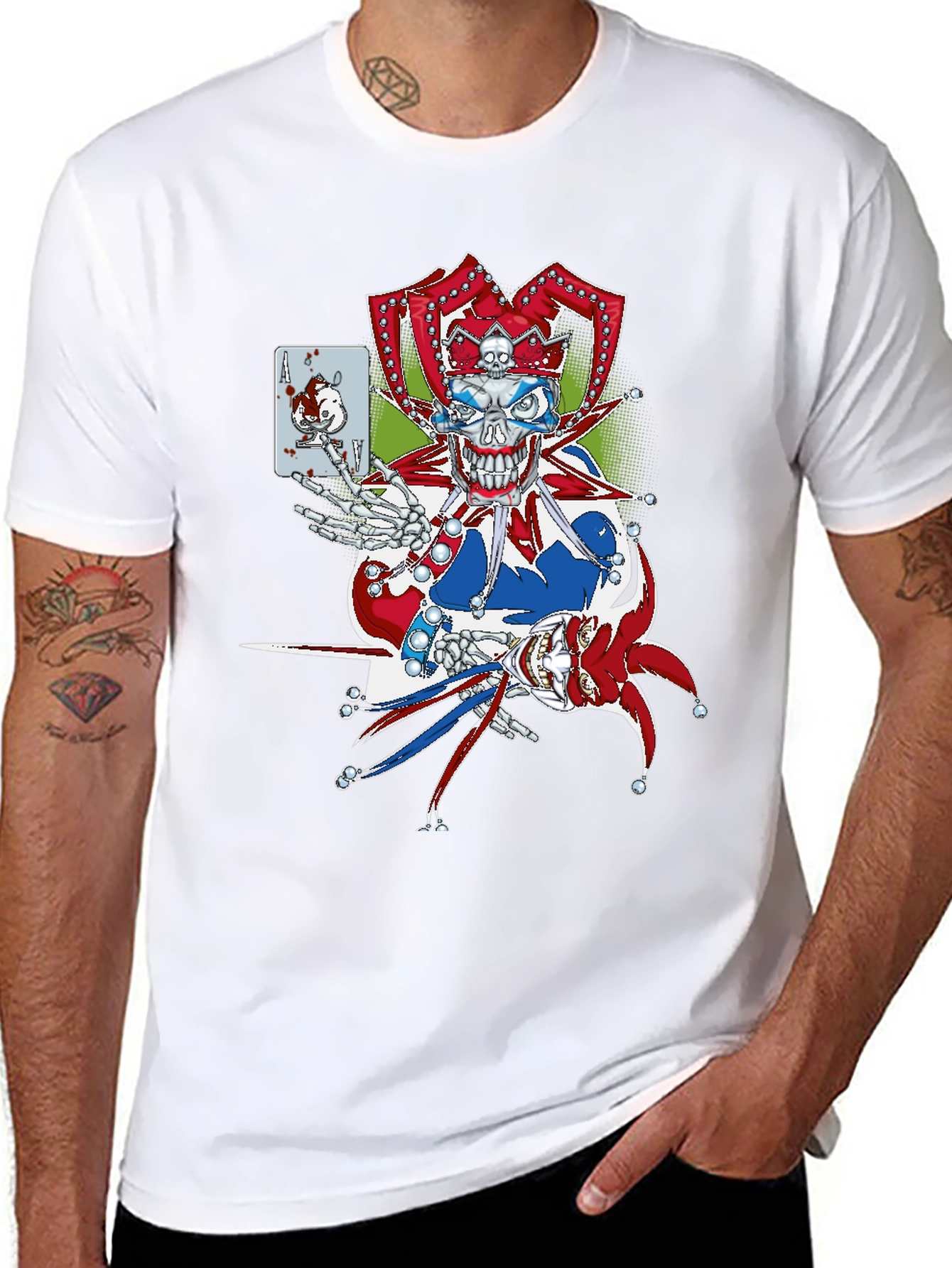 Black Jester Skull Graphic Tee - Men's Black T-Shirt view 8