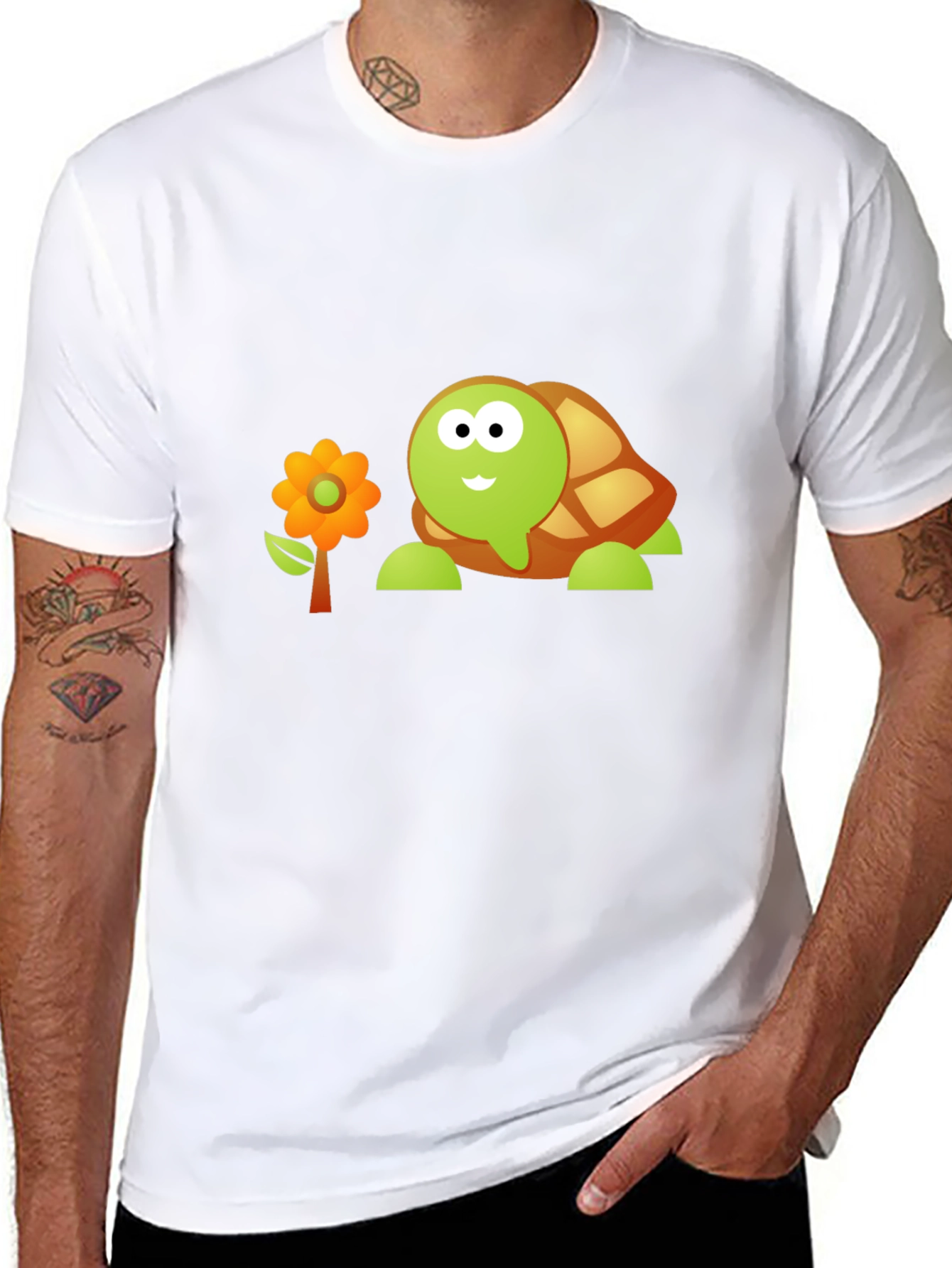 Black Cartoon Turtle Graphic Tee view 8