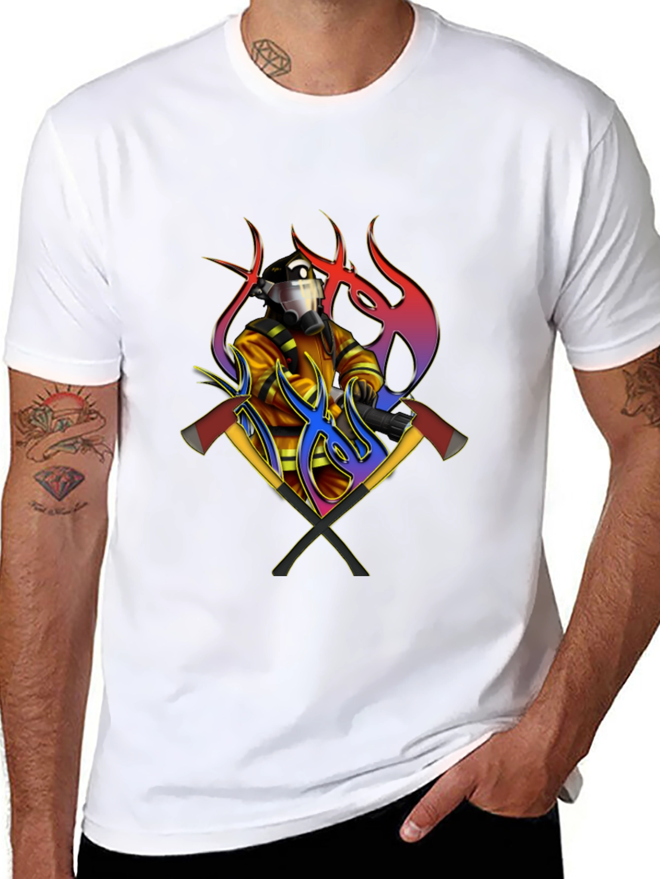 Black Firefighter Graphic Tee view 8