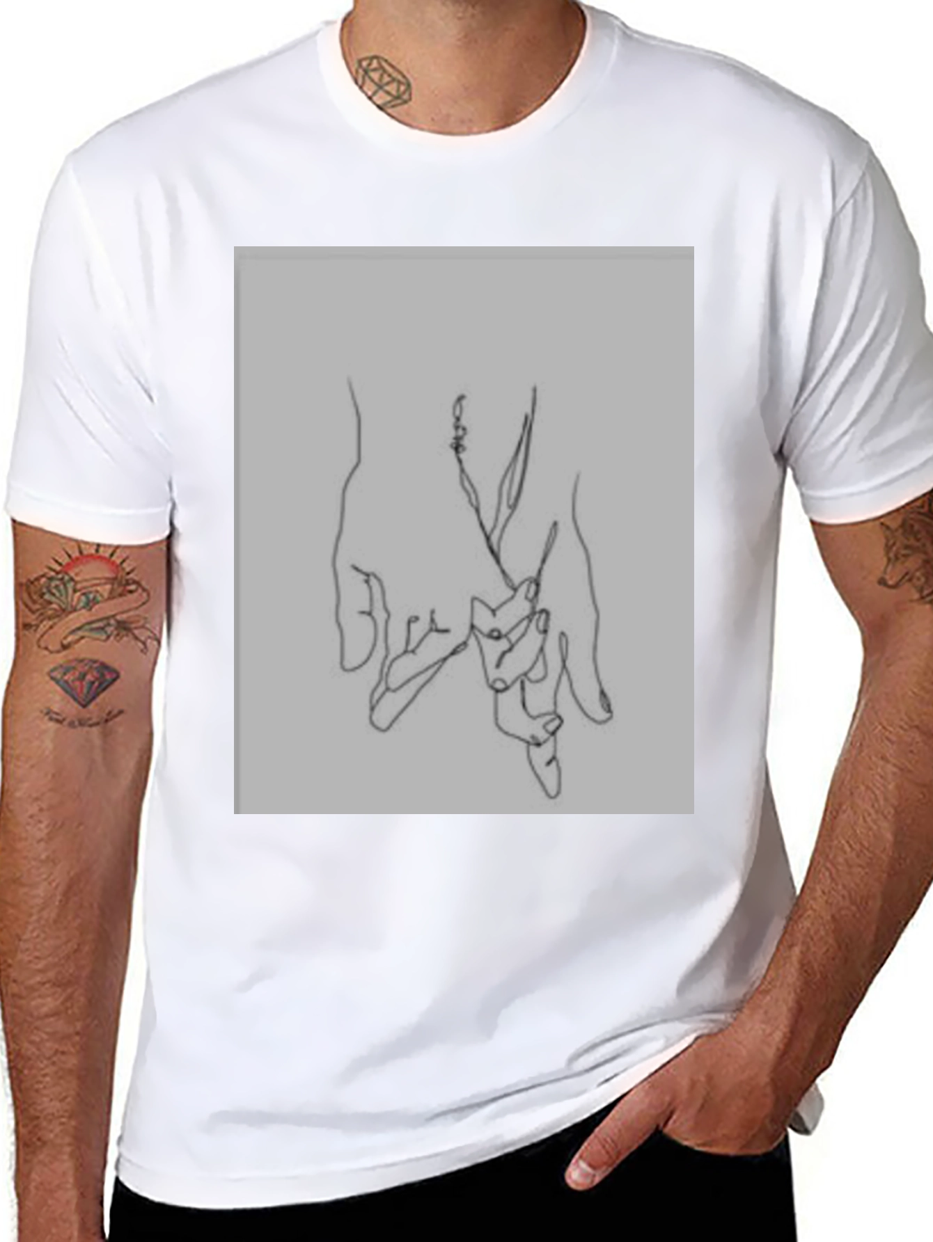 Black Minimalist Hand Holding Graphic Tee view 8