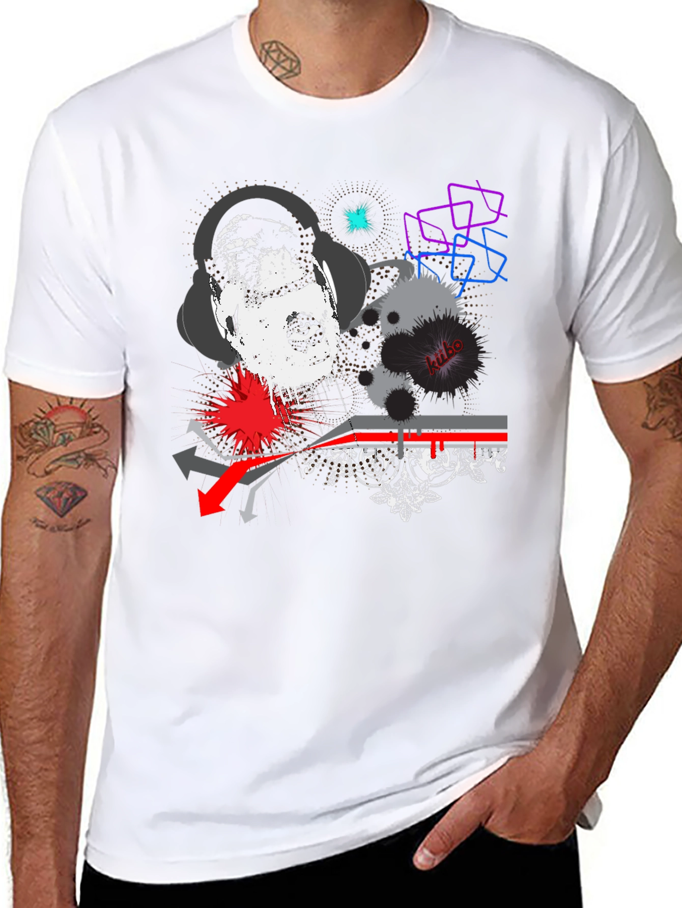 Black Abstract Graphic Print Black T-Shirt view 8