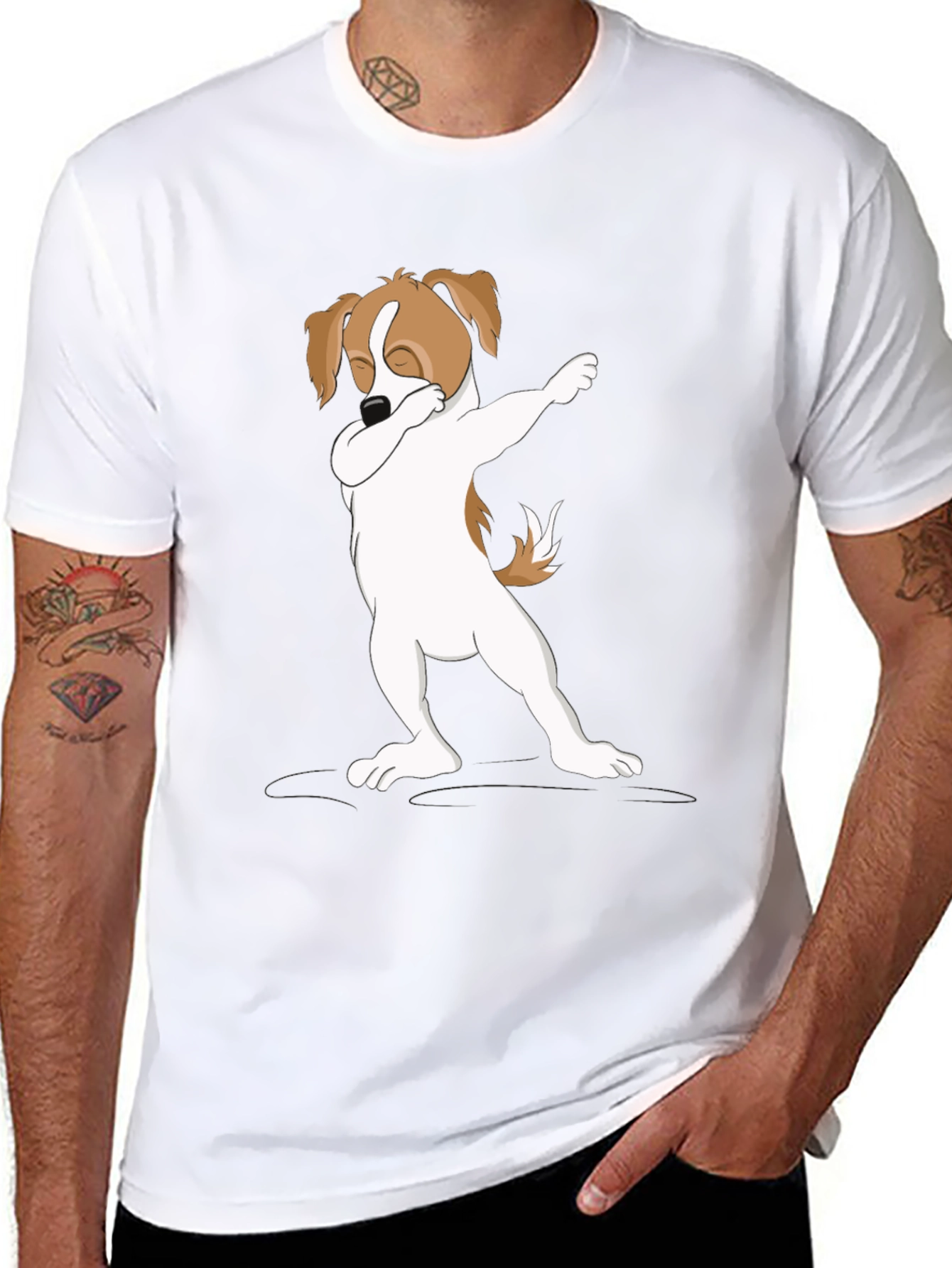 Black Dabbing Dog Graphic Tee - Stylish Casual Wear view 8