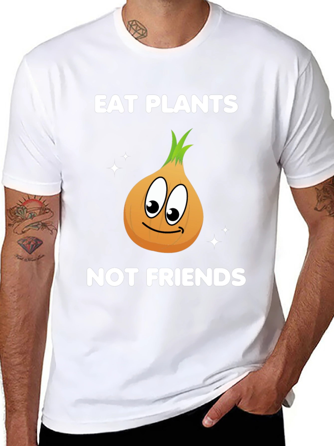 Black Eat Plants Not Friends Vegan Graphic T-Shirt view 8