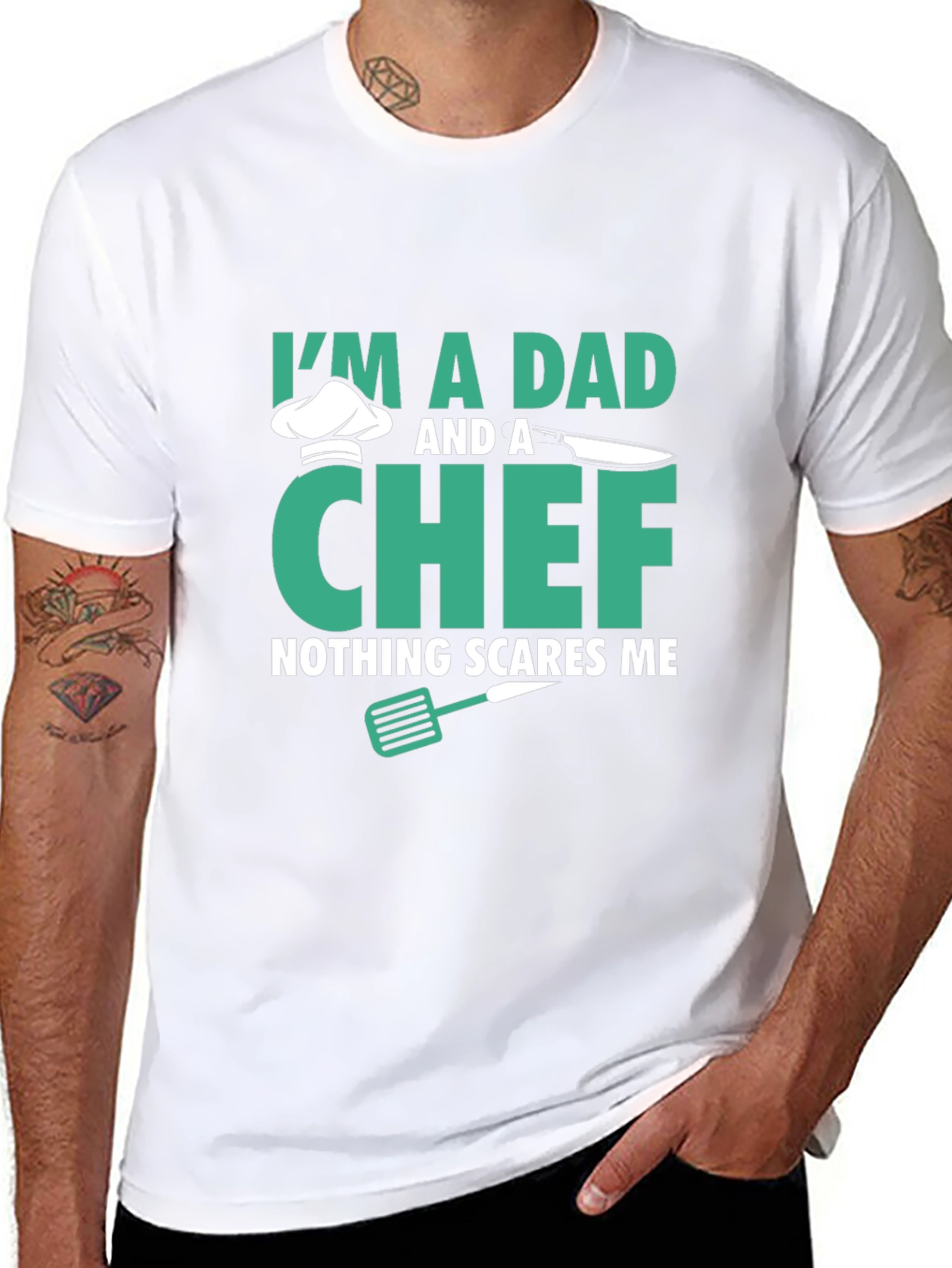 Black Dad & Chef T-Shirt - Nothing Scares Me view 8