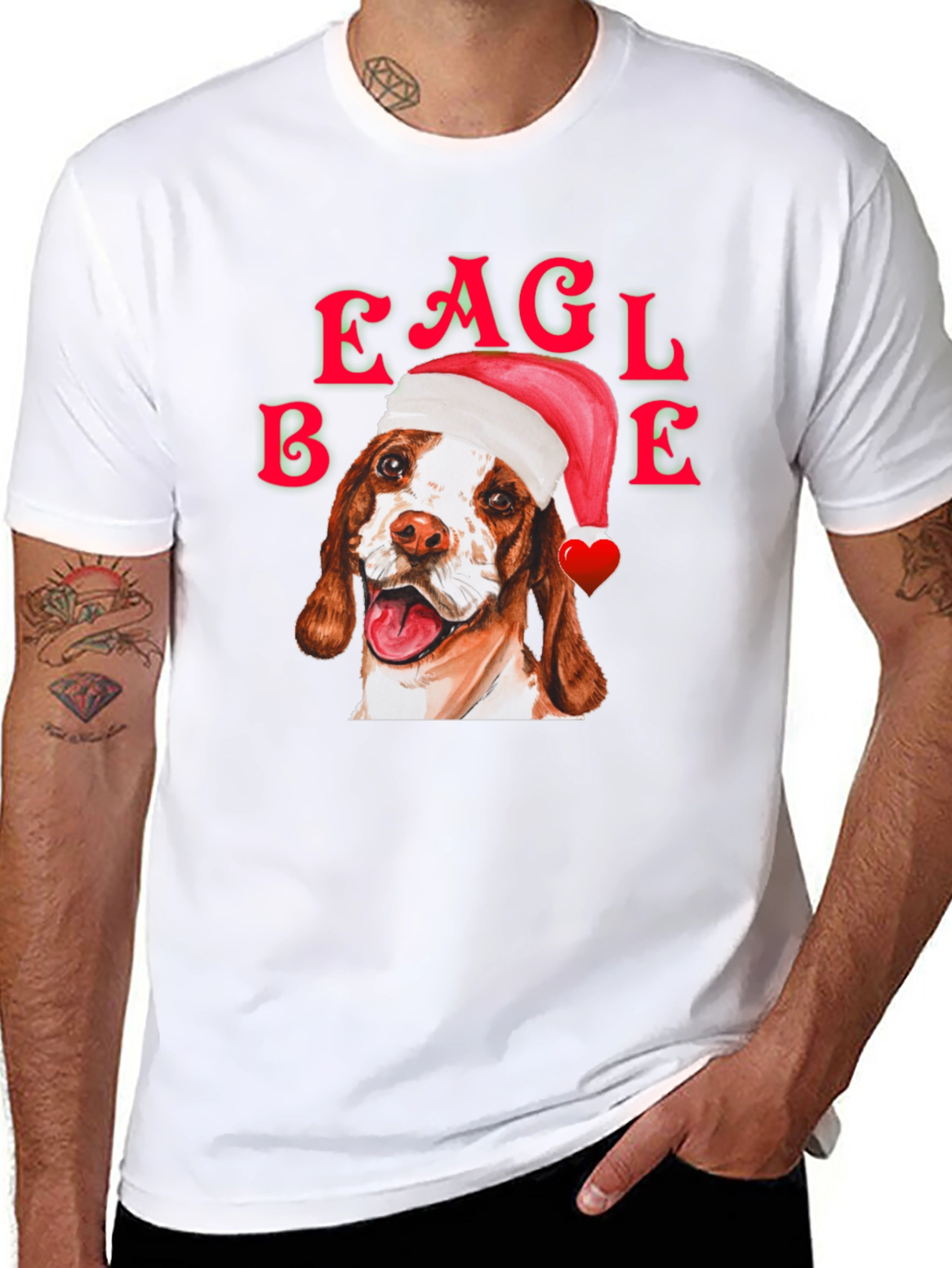Black Eagle Beagle Christmas Dog T-Shirt view 8