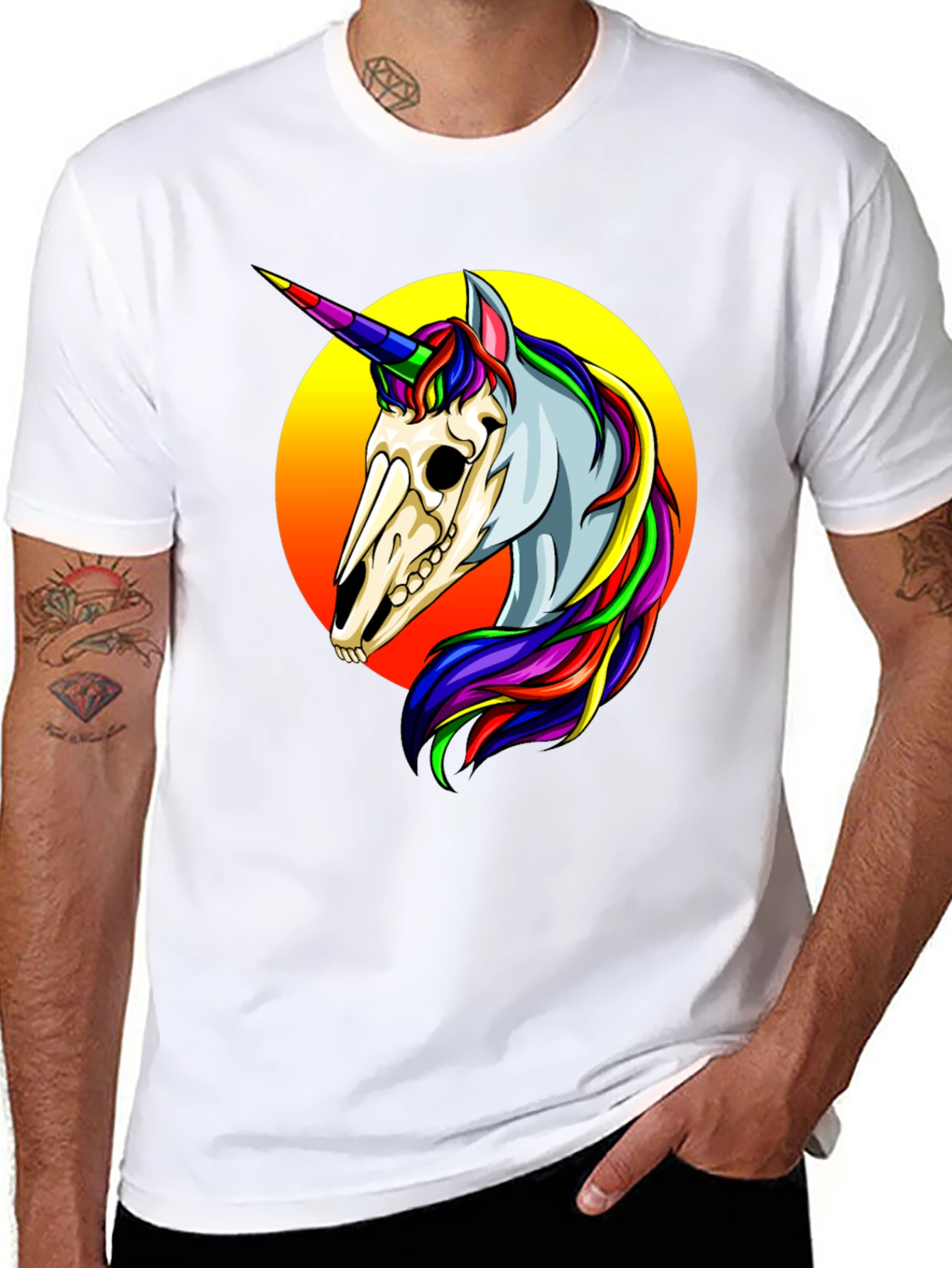 Black Unicorn Skull Graphic Tee - Black view 8