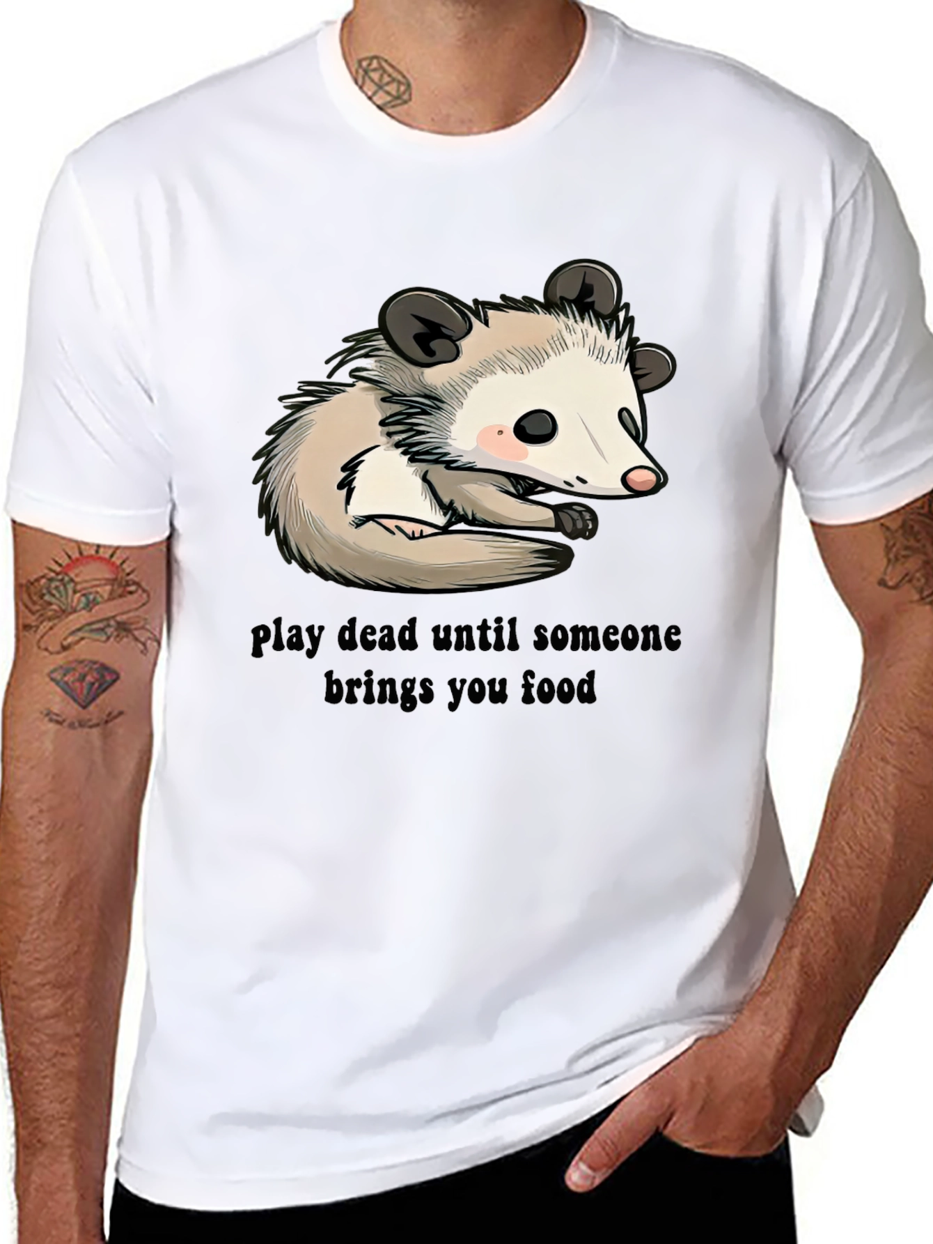 Black Opossum Play Dead Graphic Tee - Funny Animal Shirt view 8