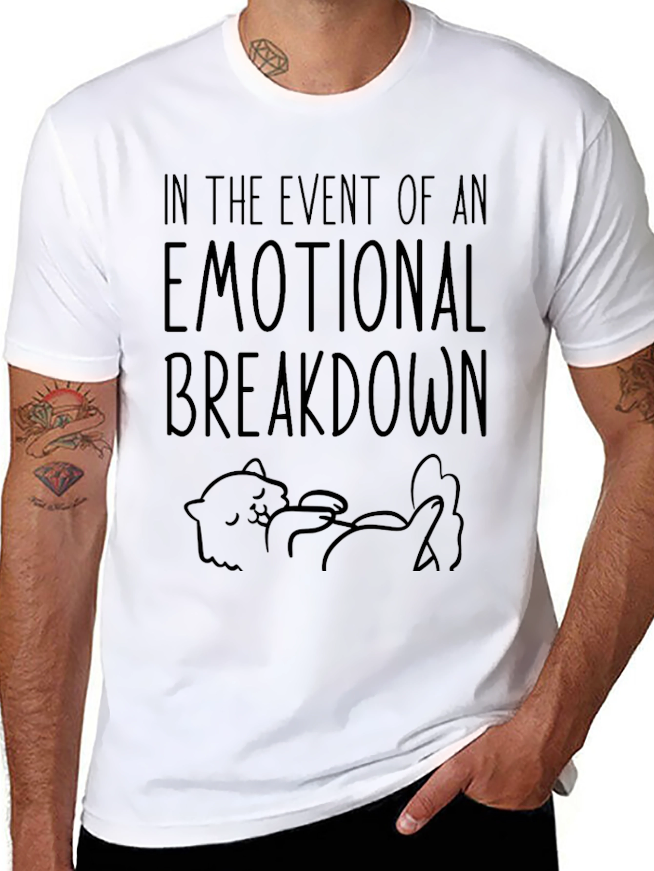 Black Emotional Breakdown Funny Cat T-Shirt view 8