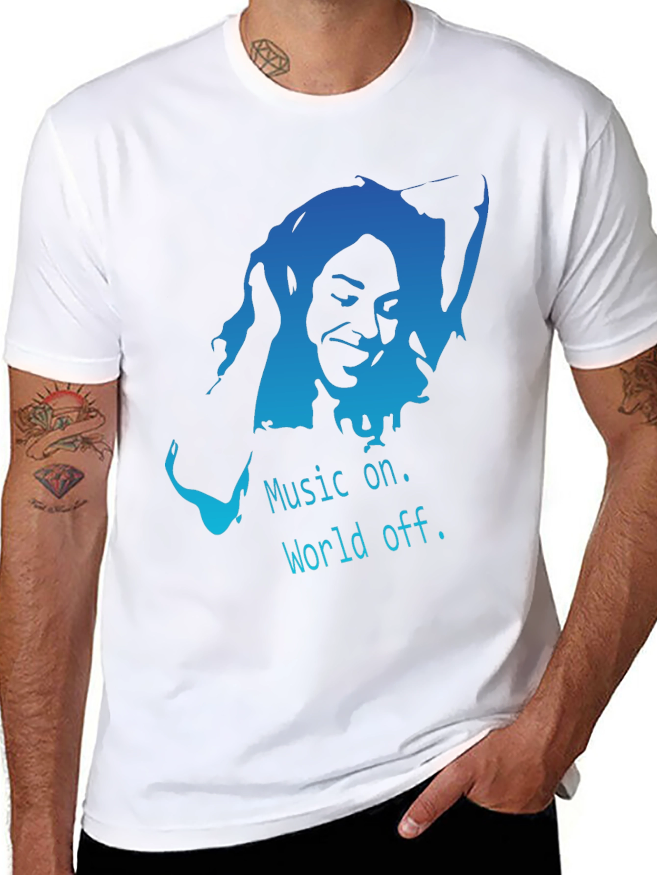 Black Music On World Off Black T-Shirt view 8