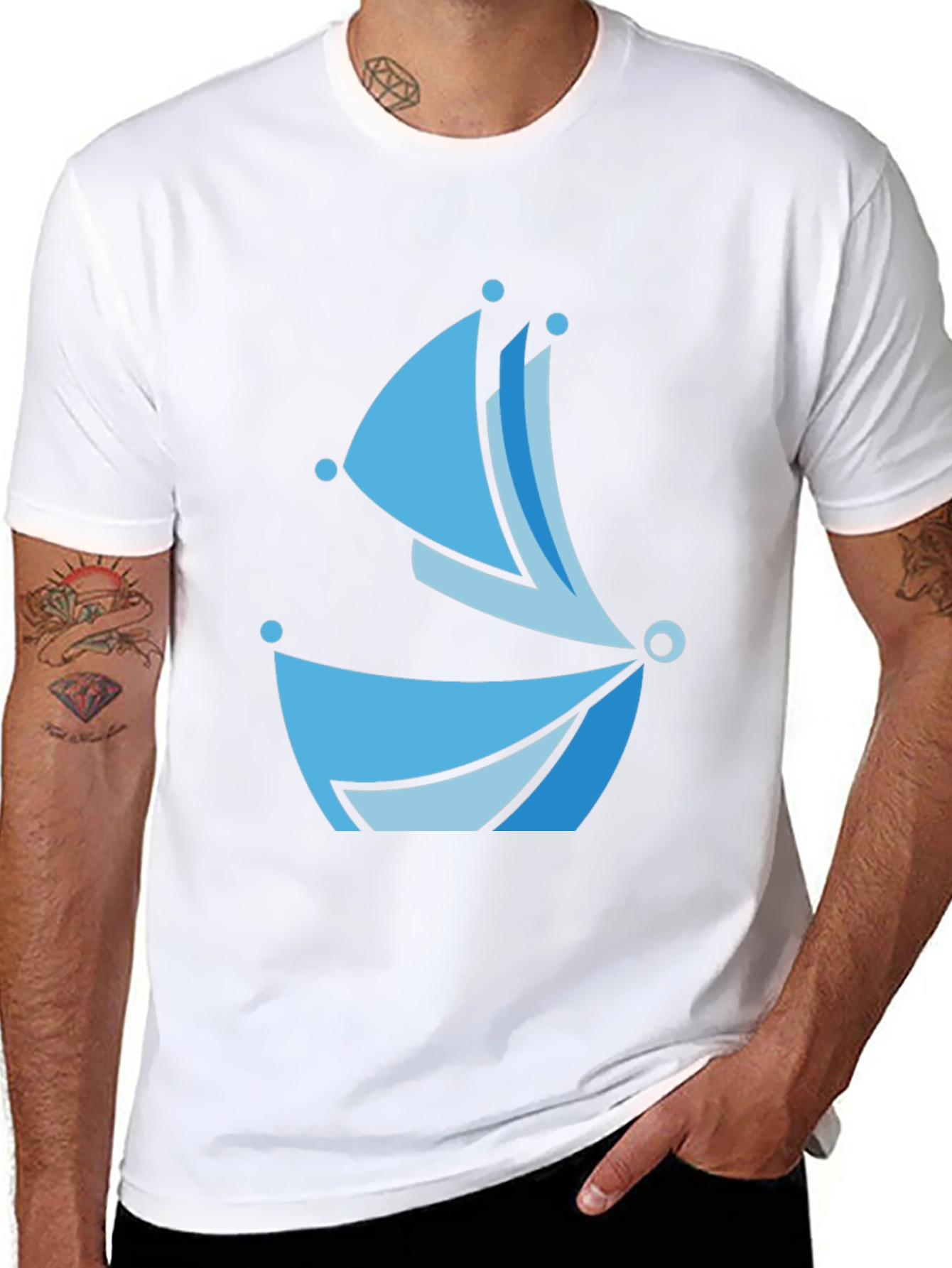 Black Blue Boat Graphic Tee - Modern Style view 8