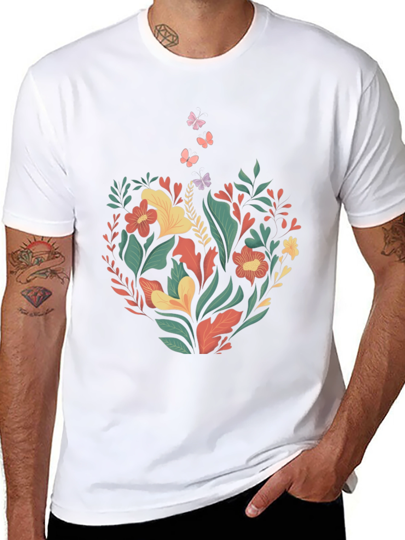 Black Floral Coffee Cup T-Shirt - Nature Lover Tee view 8