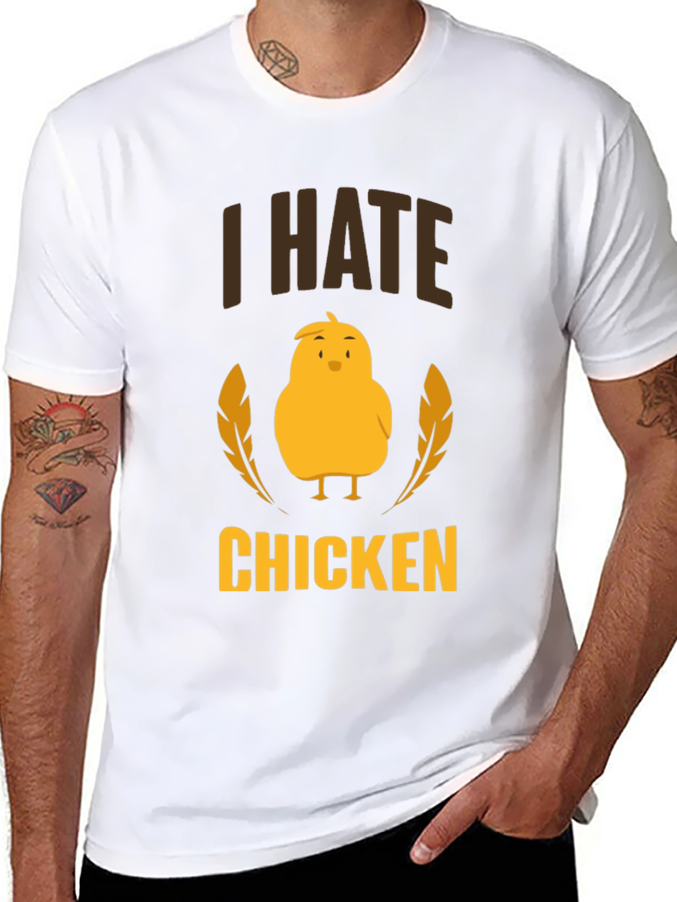 Black I Hate Chicken T-Shirt - Funny Graphic Tee view 8