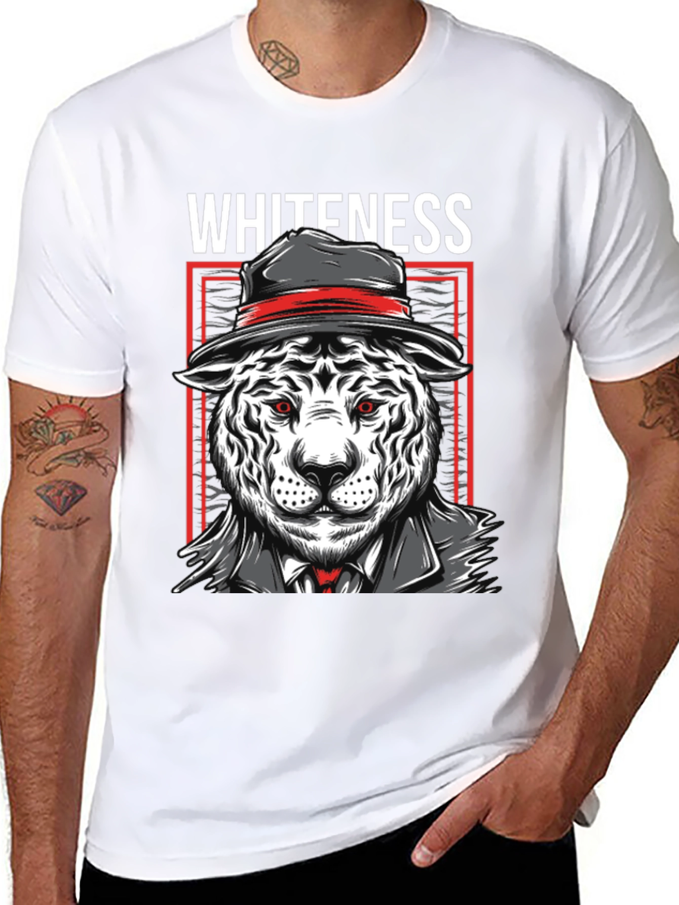 Black Whiteness Tiger Graphic T-Shirt view 8