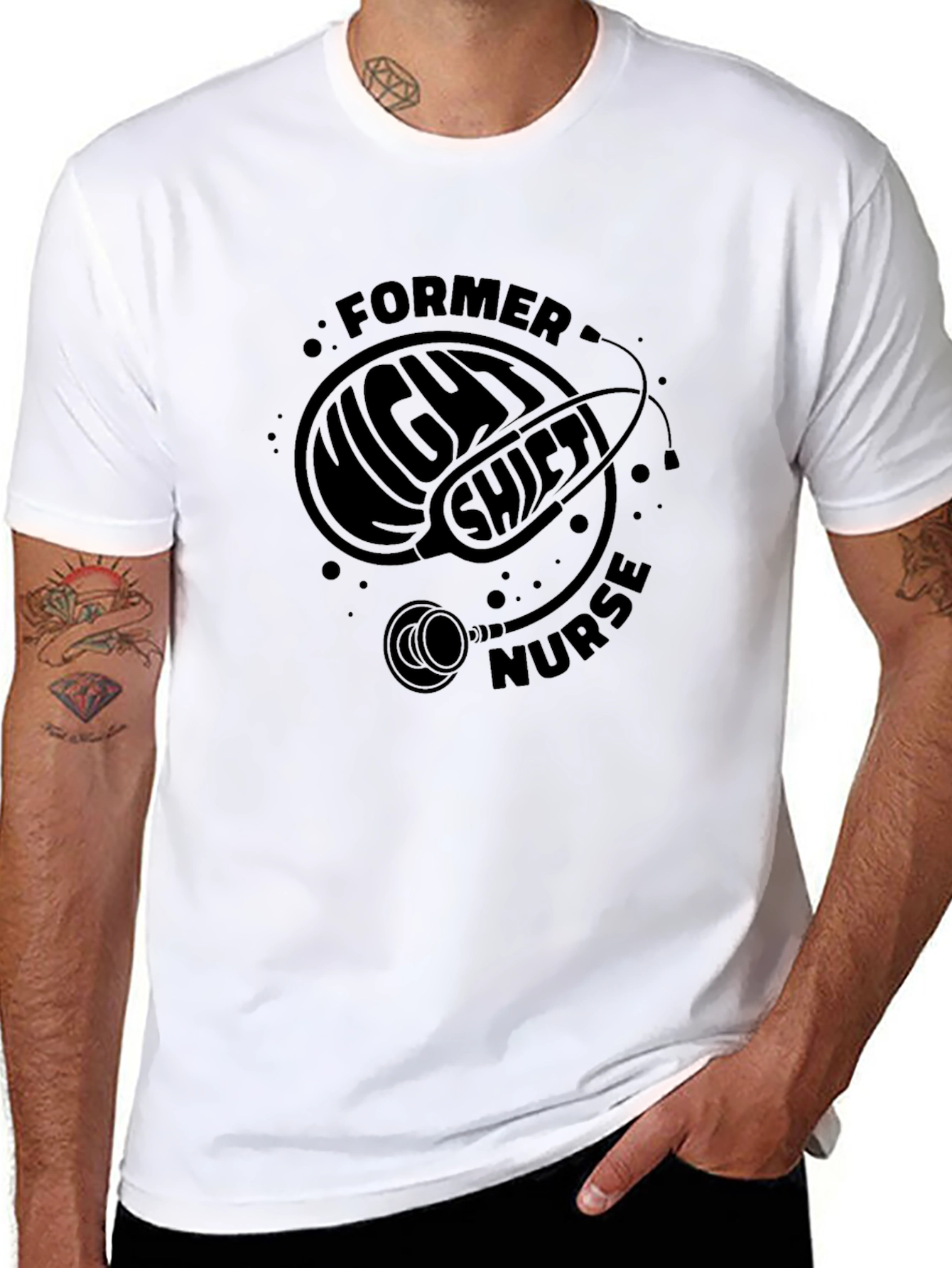 Black Former Night Shift Nurse Graphic Tee view 8