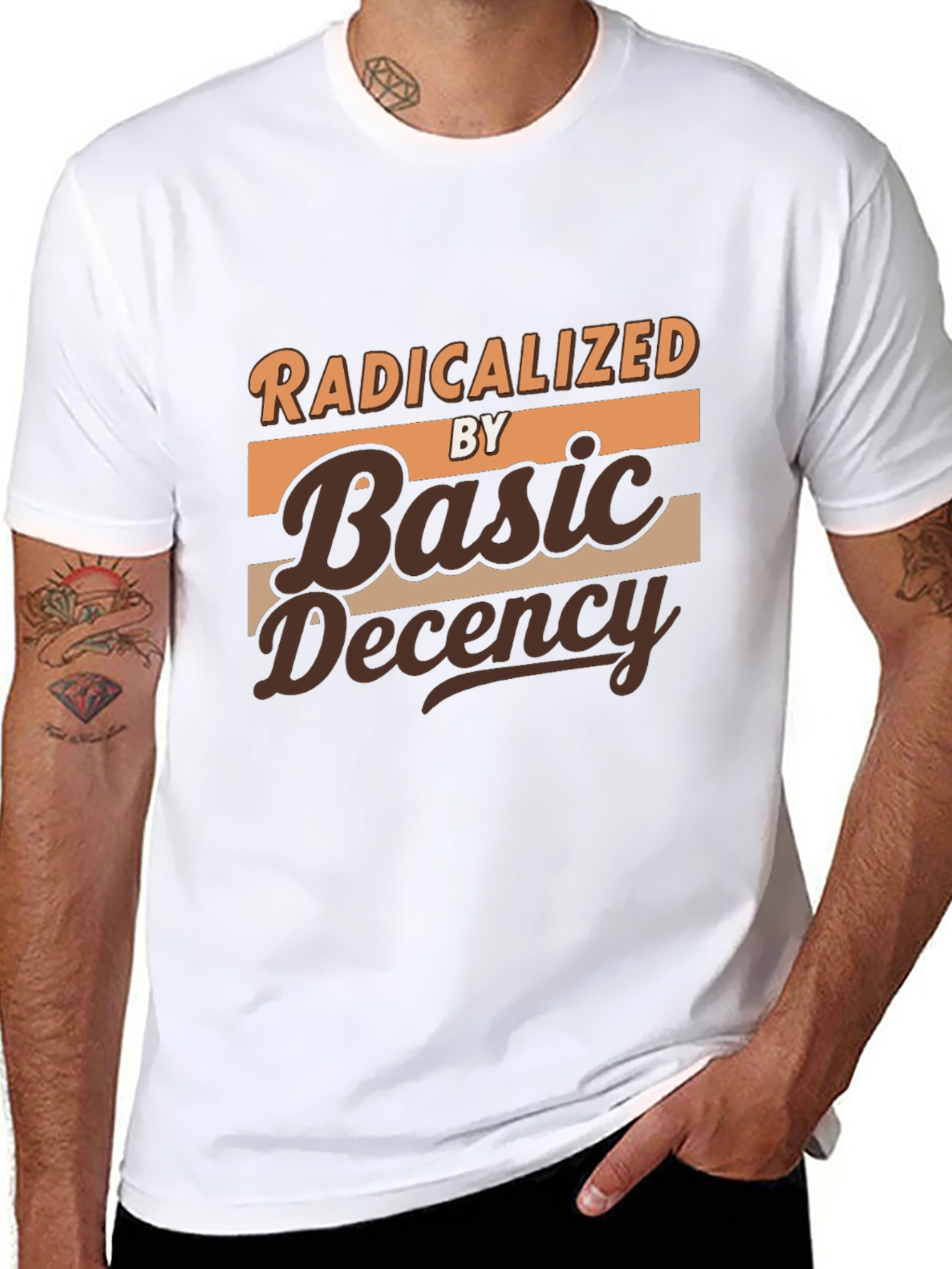 Black Radicalized by Basic Decency Graphic T-Shirt view 8