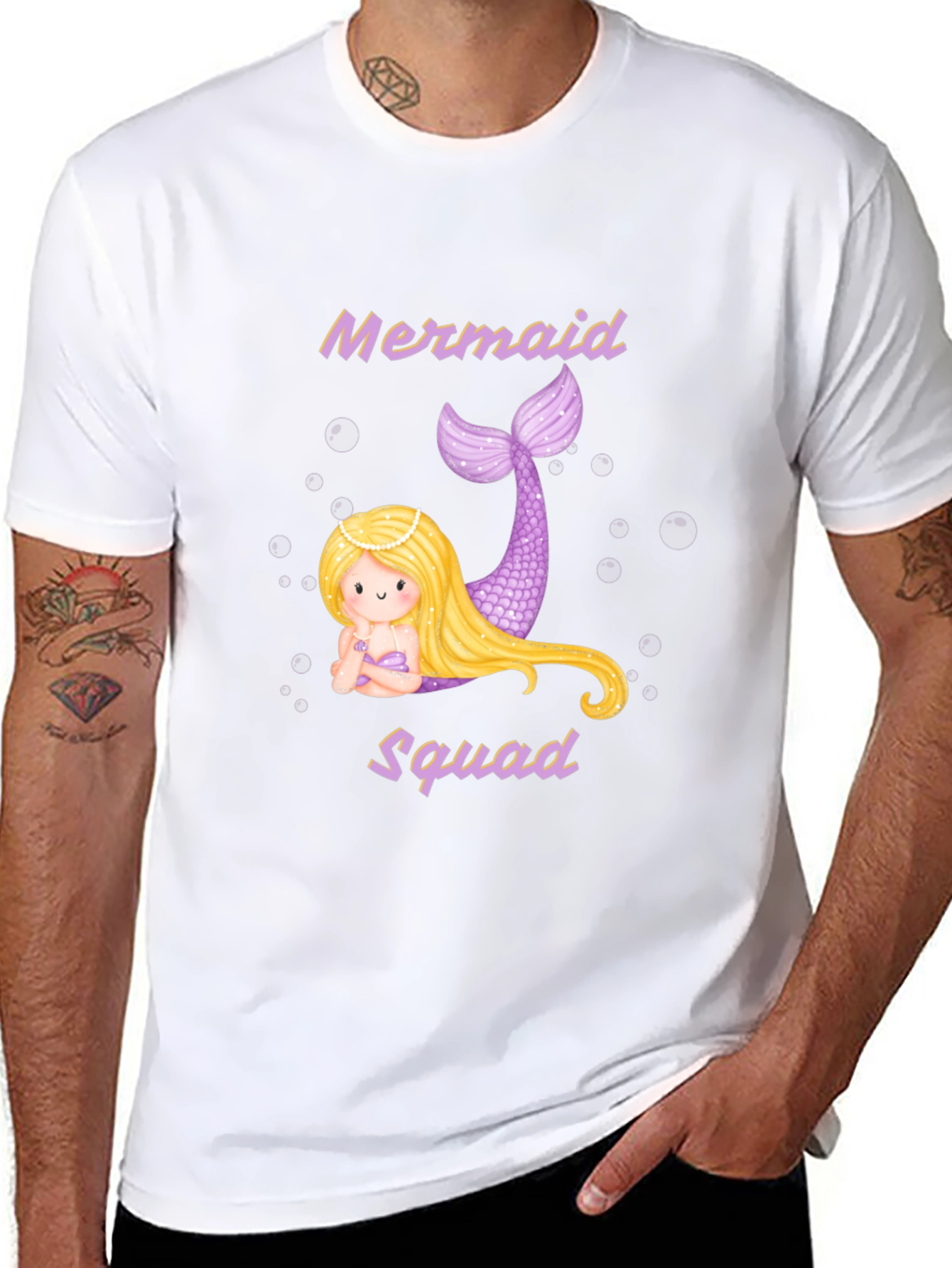 Mermaid Squad T-Shirt - Black Cotton Tee - 8