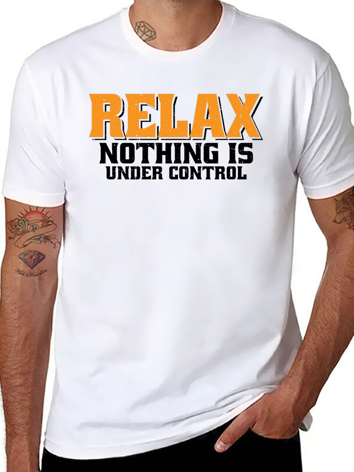 Black Relax Nothing is Under Control Graphic T-Shirt view 8