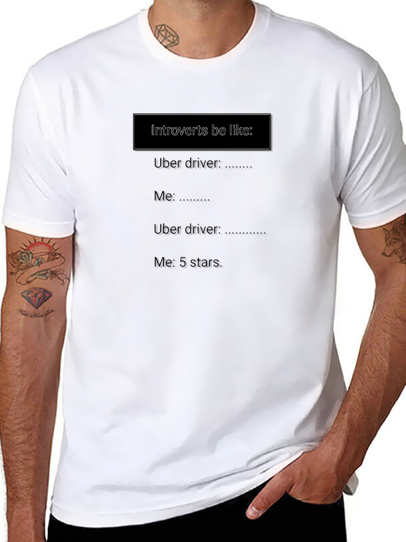 Black Introvert Uber Driver T-Shirt - Funny Meme Tee view 8