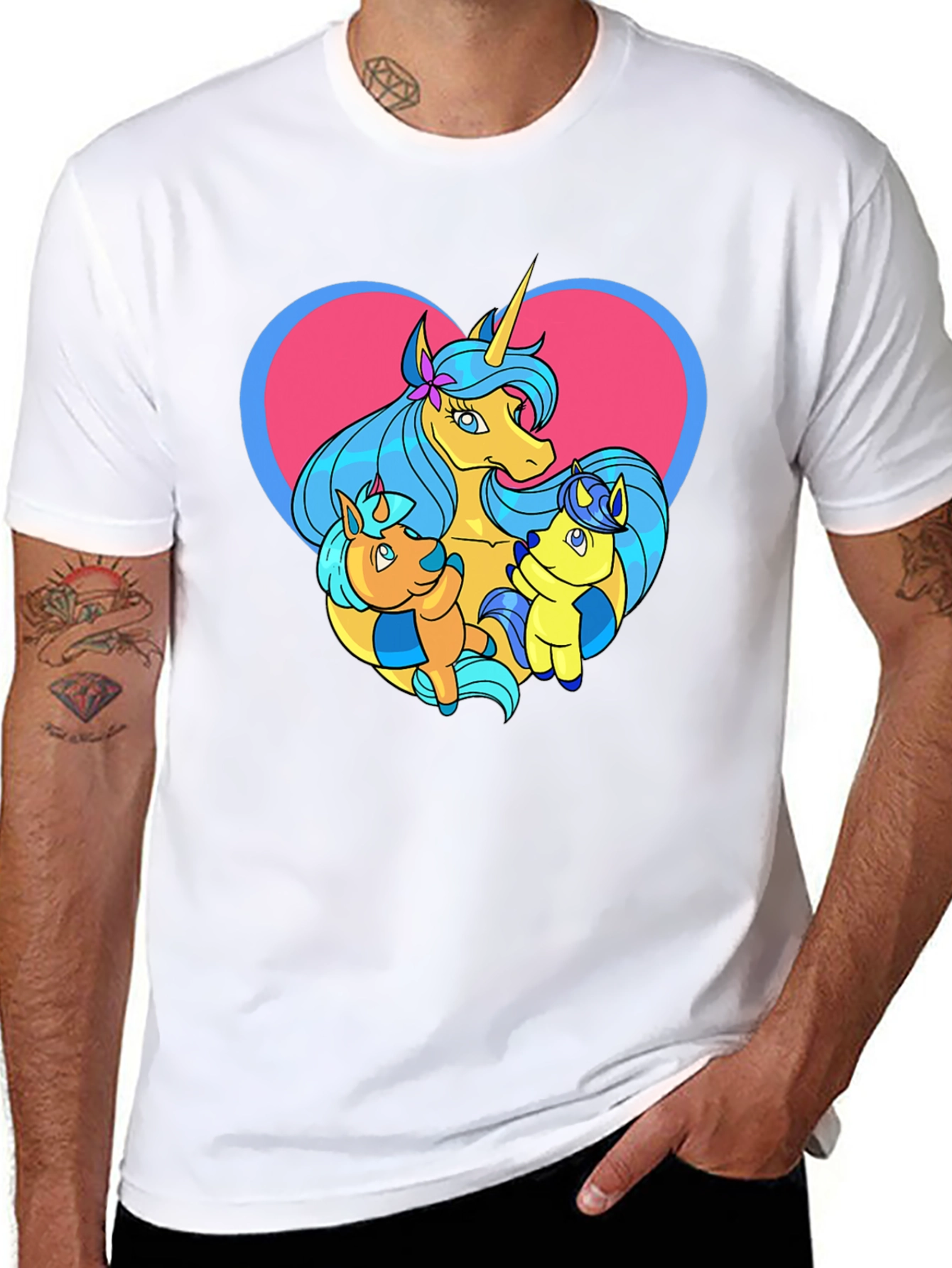 Black Unicorn Family Graphic Tee - Cute Cartoon T-Shirt view 8
