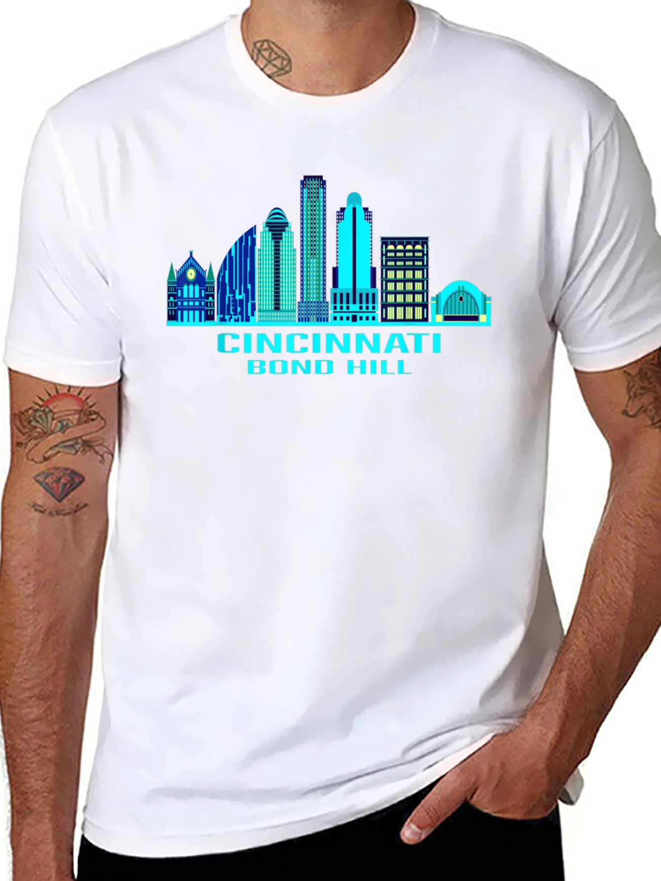 Black Cincinnati Skyline T-Shirt - Bond Hill view 8