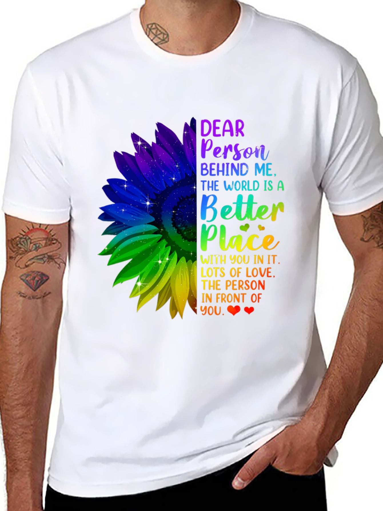 Black Inspirational Sunflower T-Shirt - Be Kind view 8