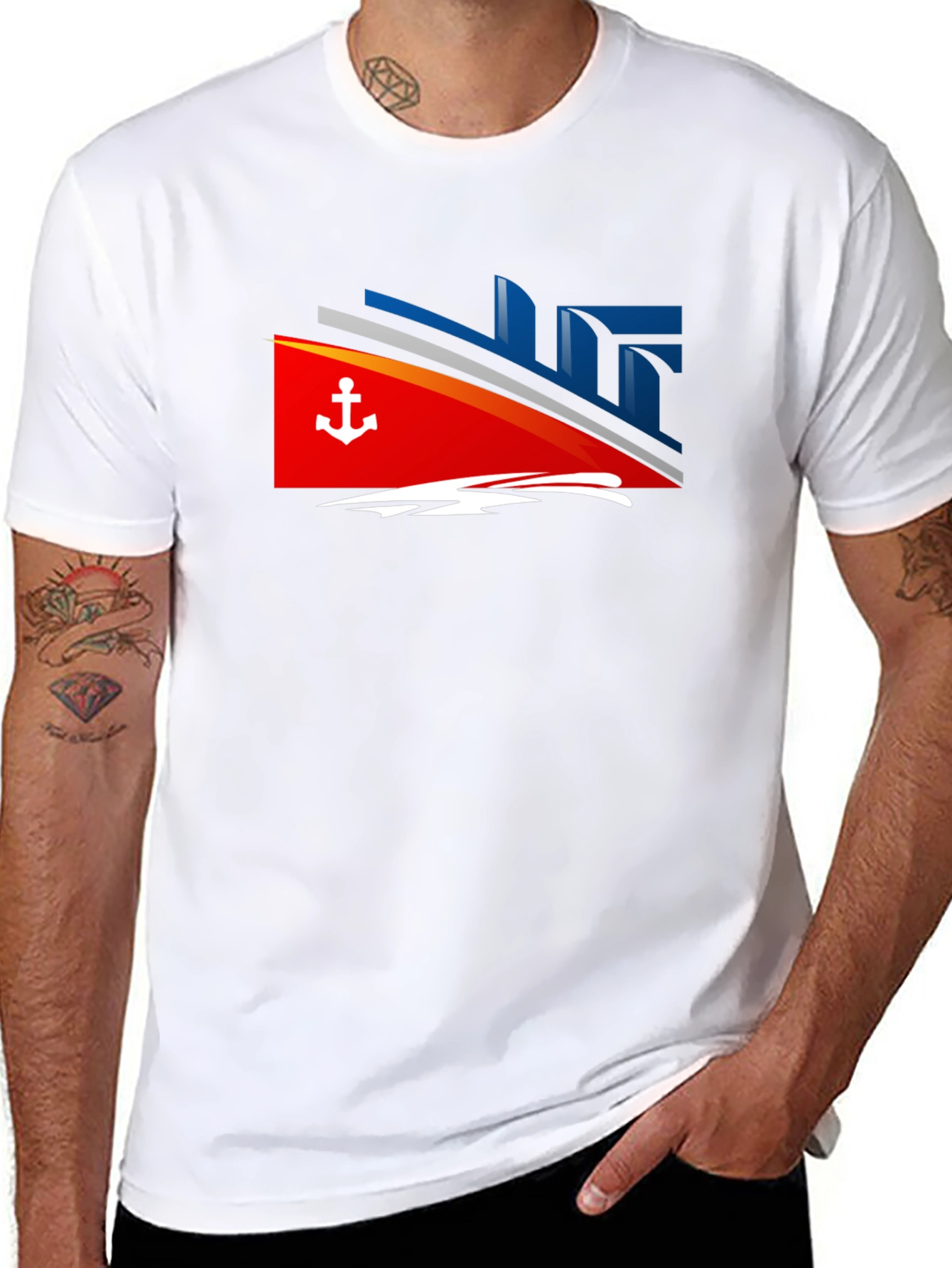 Black Nautical Cruise T-Shirt - Anchor Design view 8