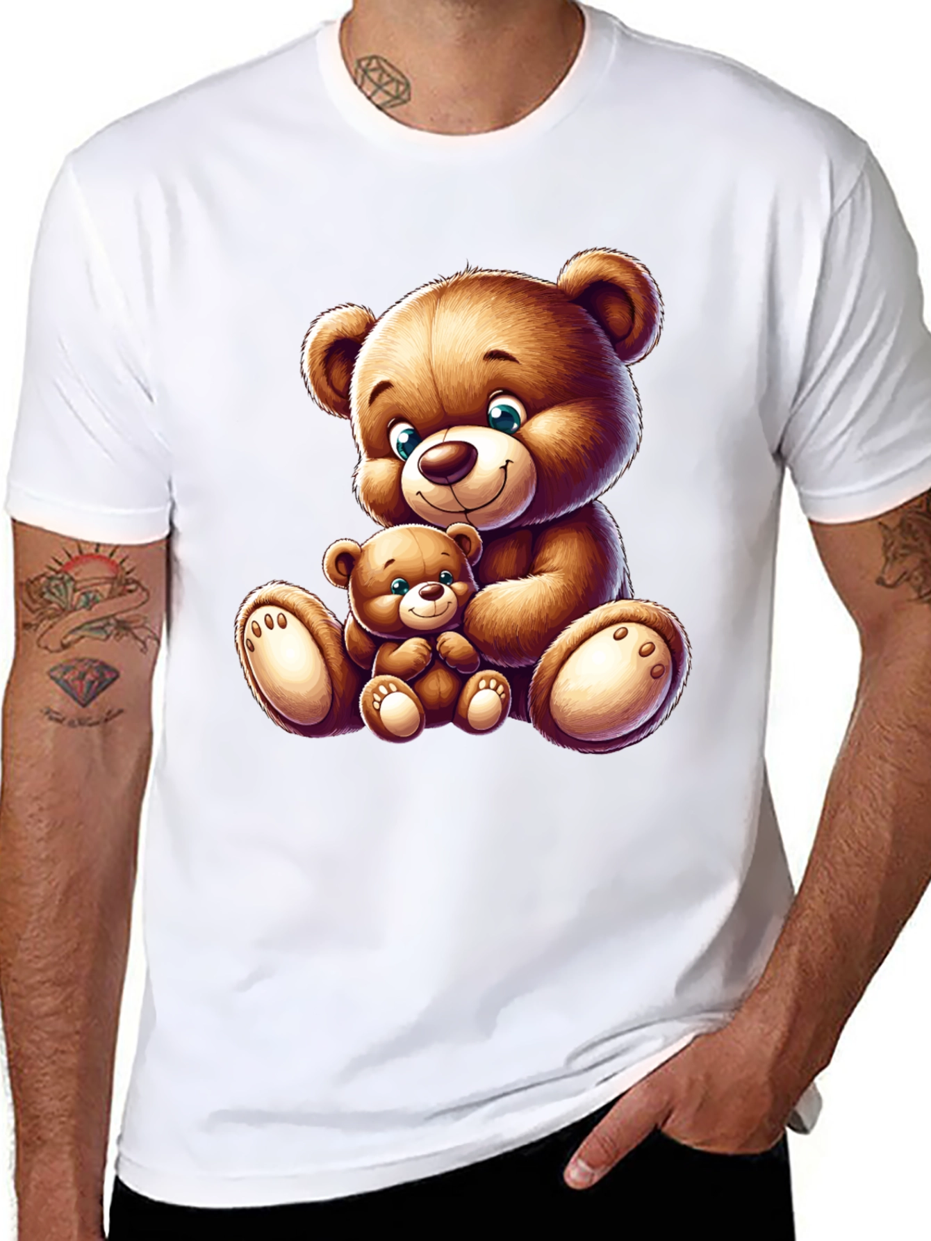 Black Teddy Bear Graphic Tee - Cute Cartoon Design view 8