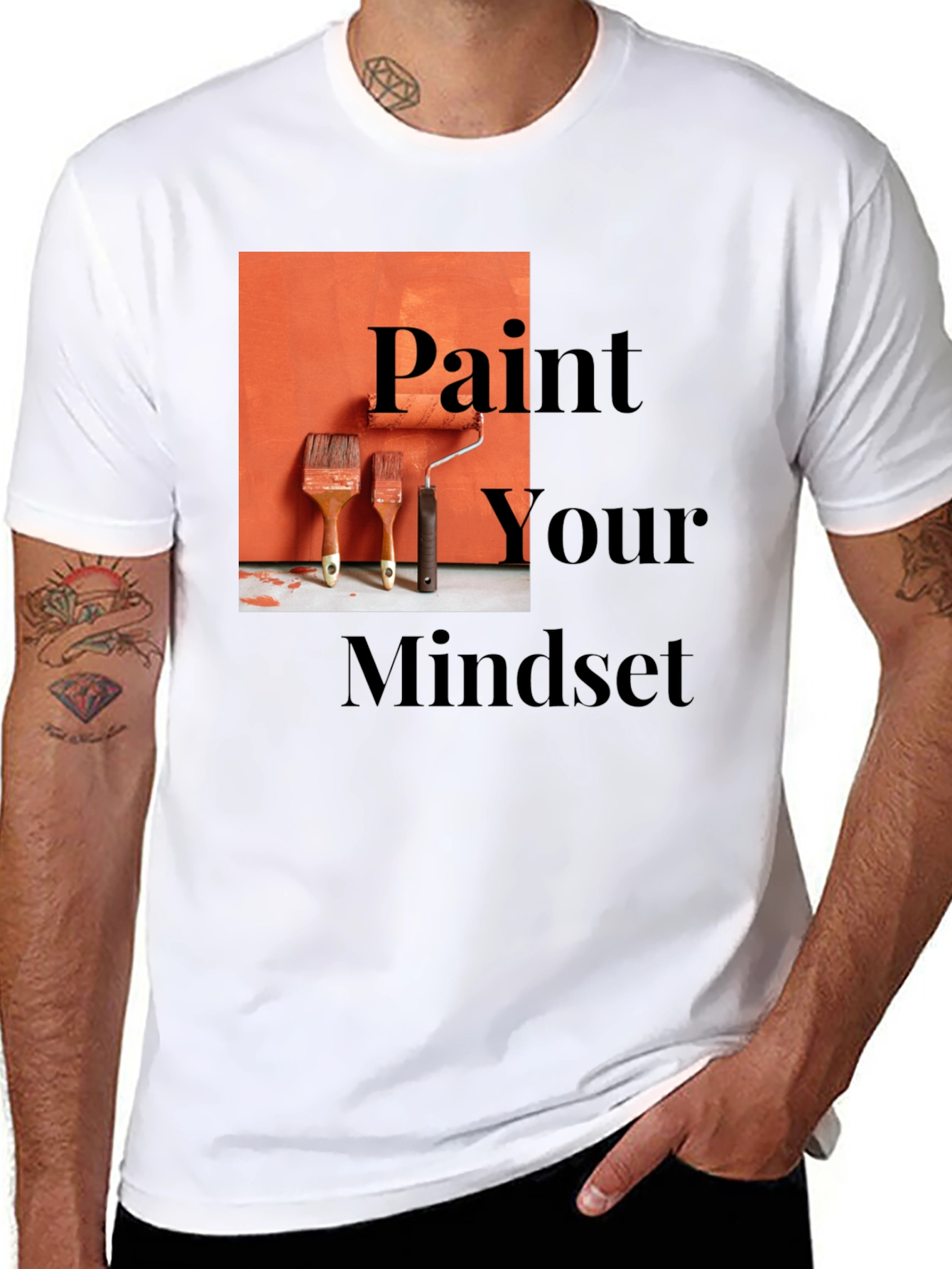 Black Paint Your Mindset Graphic Tee - Black view 8