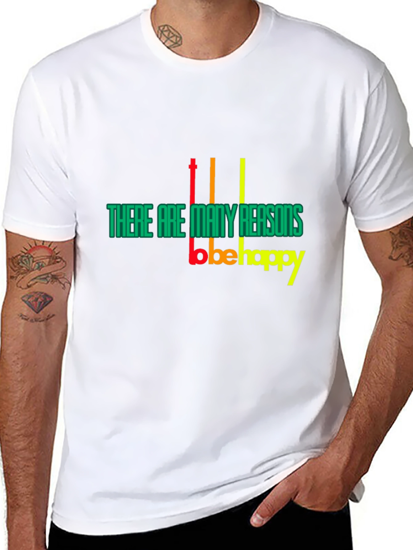Black Reasons to Be Happy Graphic T-Shirt view 8
