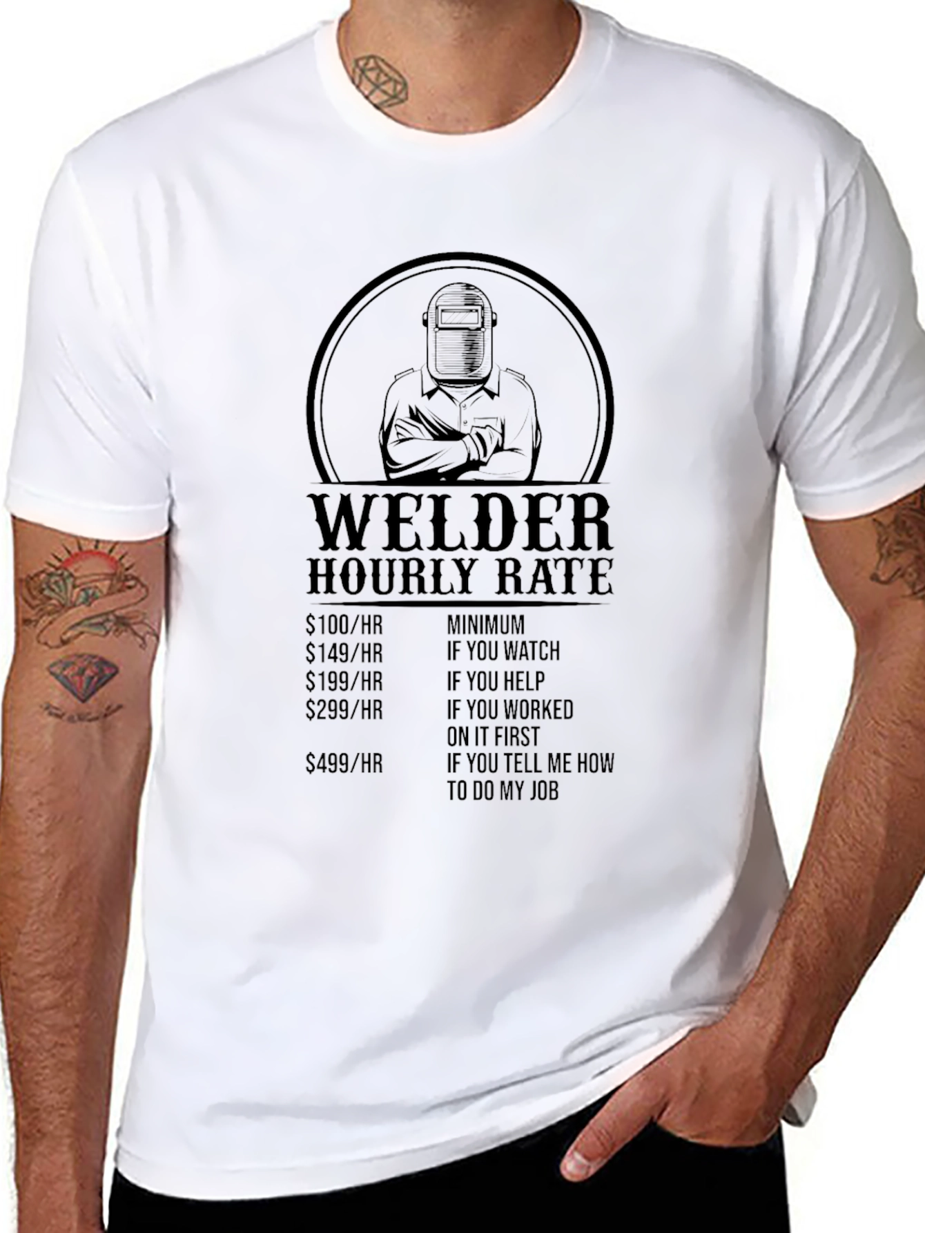 Black Welder Hourly Rate Graphic Tee - Black view 8