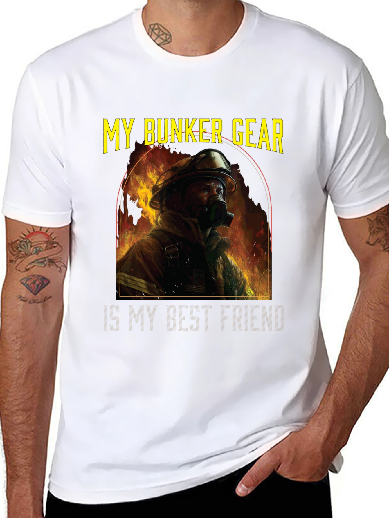 Black Firefighter Bunker Gear T-Shirt view 8